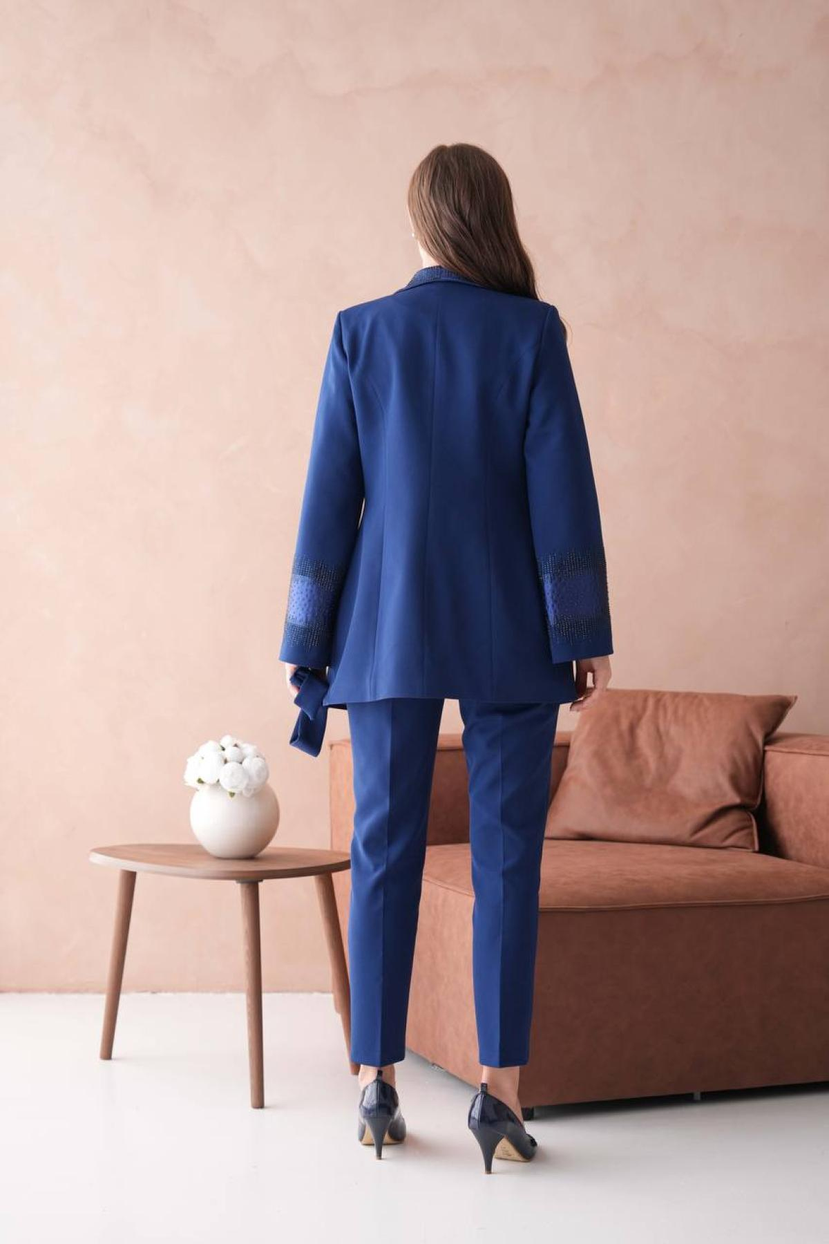 Wholesale Women Midnight Blue Two Piece Suit - Blazer and Pants Set 721222