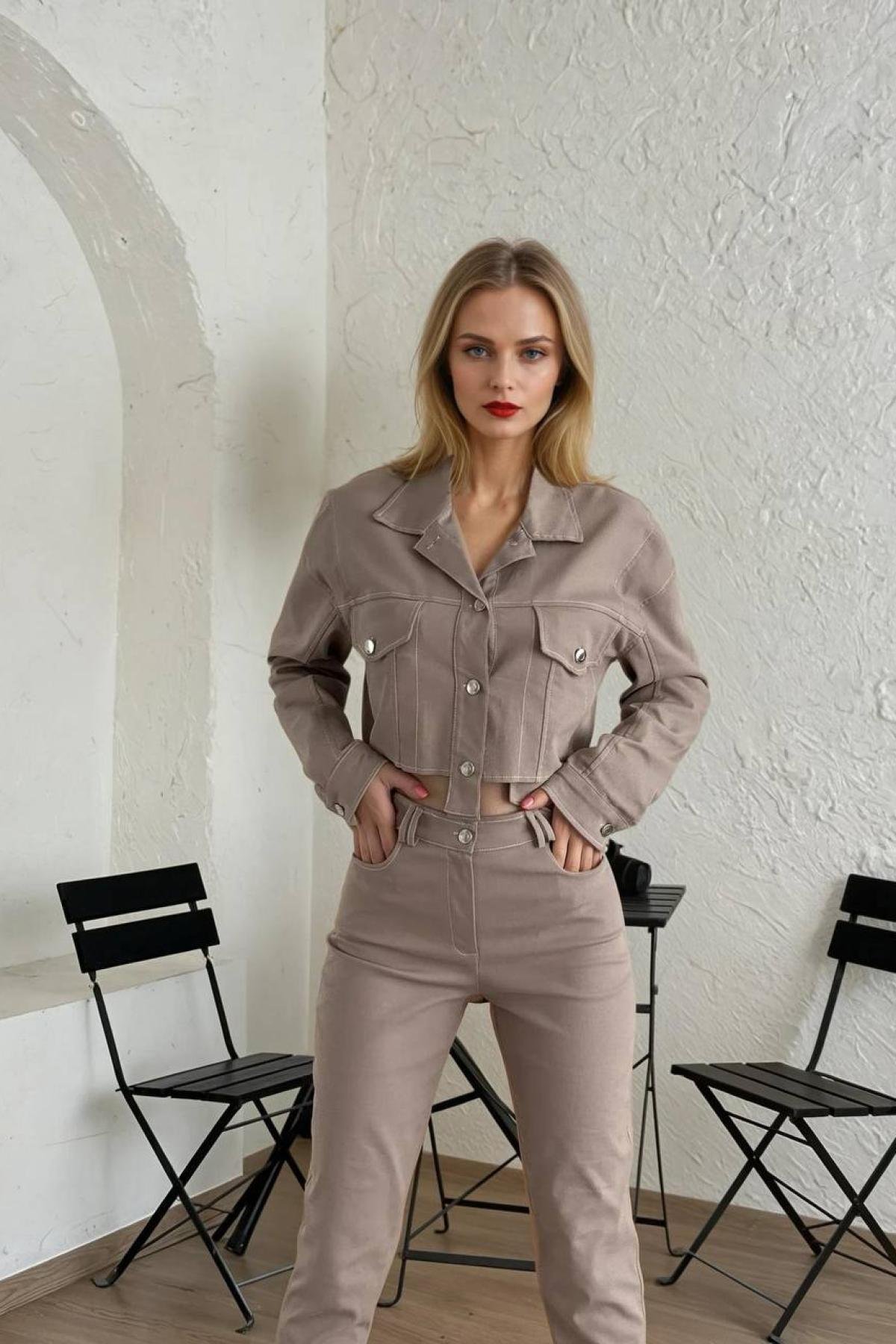 Wholesale Women Mink Denim Suit 727334