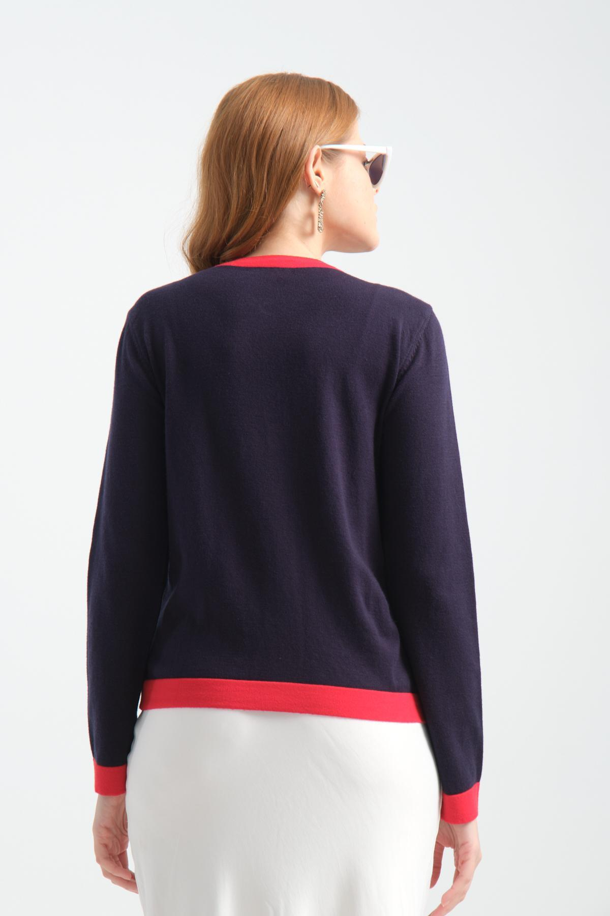 Wholesale Women Navy Collarless Cardigans 706718