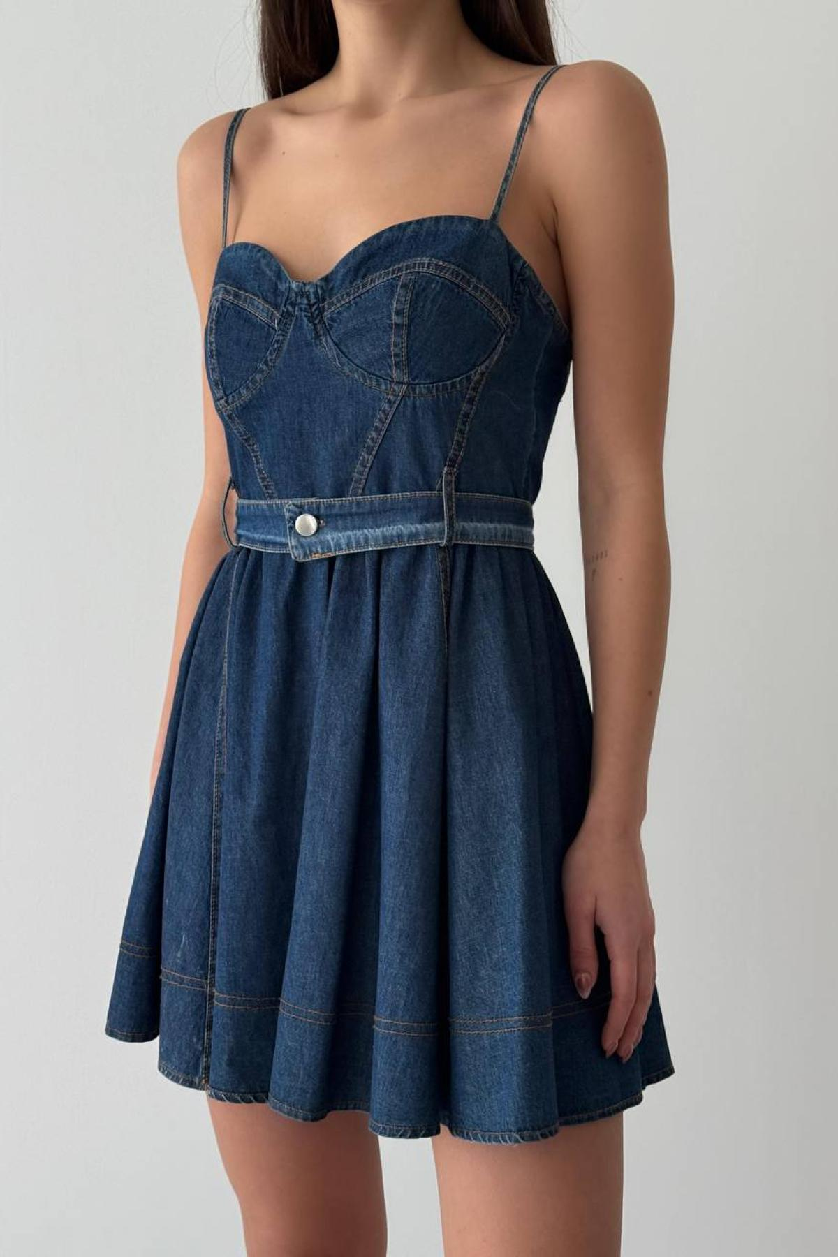 Wholesale Women Navy Denim Dress 728368