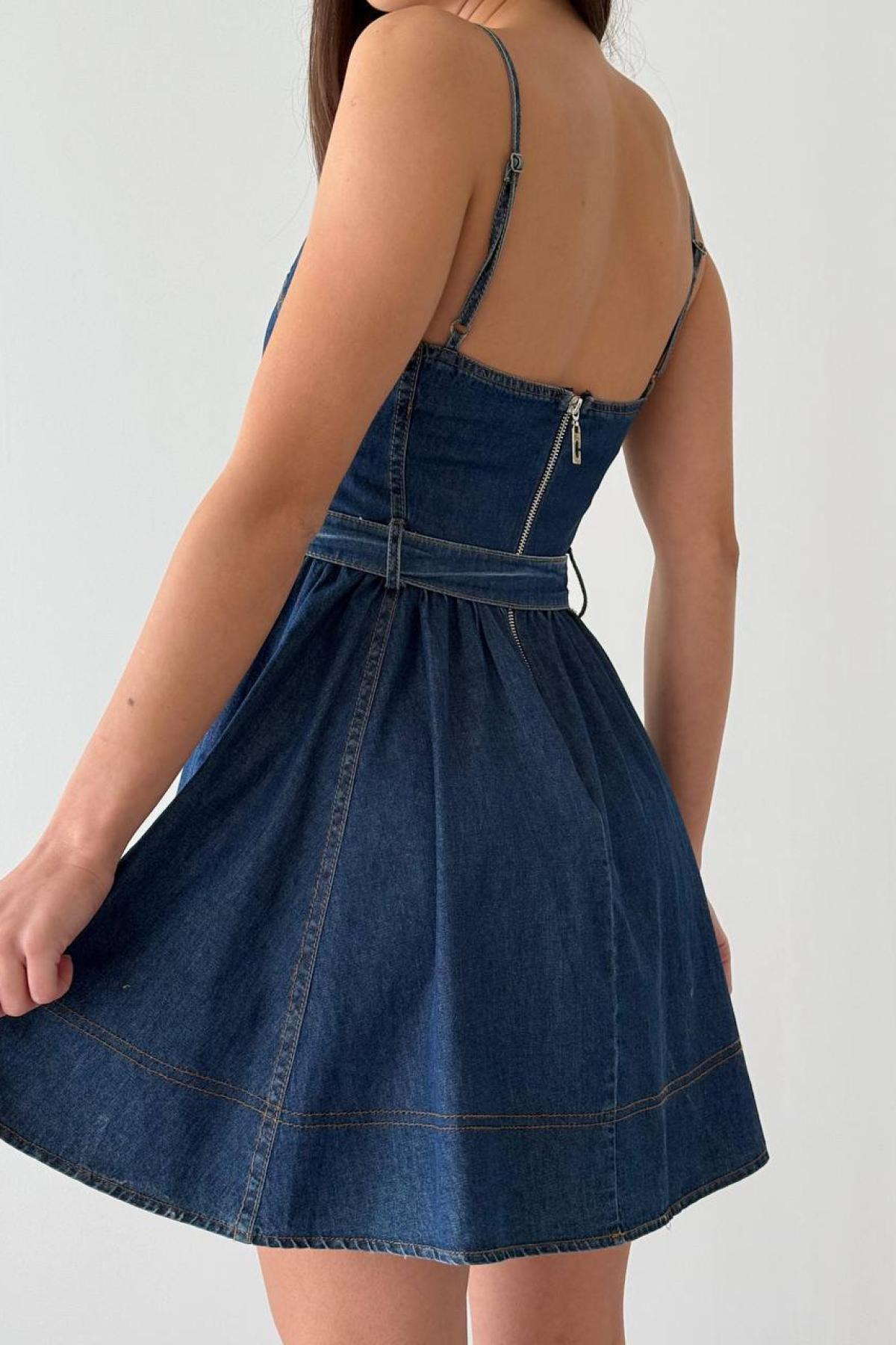 Wholesale Women Navy Denim Dress 728368