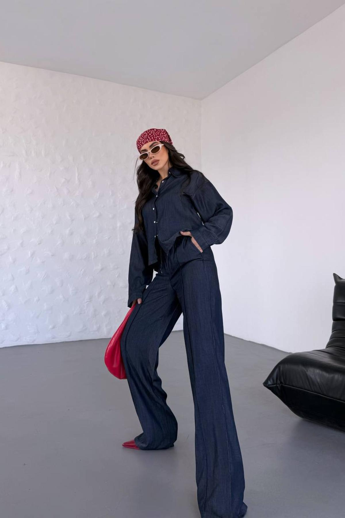 Wholesale Women Navy Denim Sensual Suit 732072