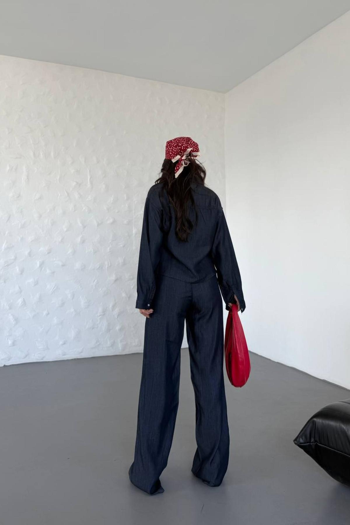 Wholesale Women Navy Denim Sensual Suit 732072