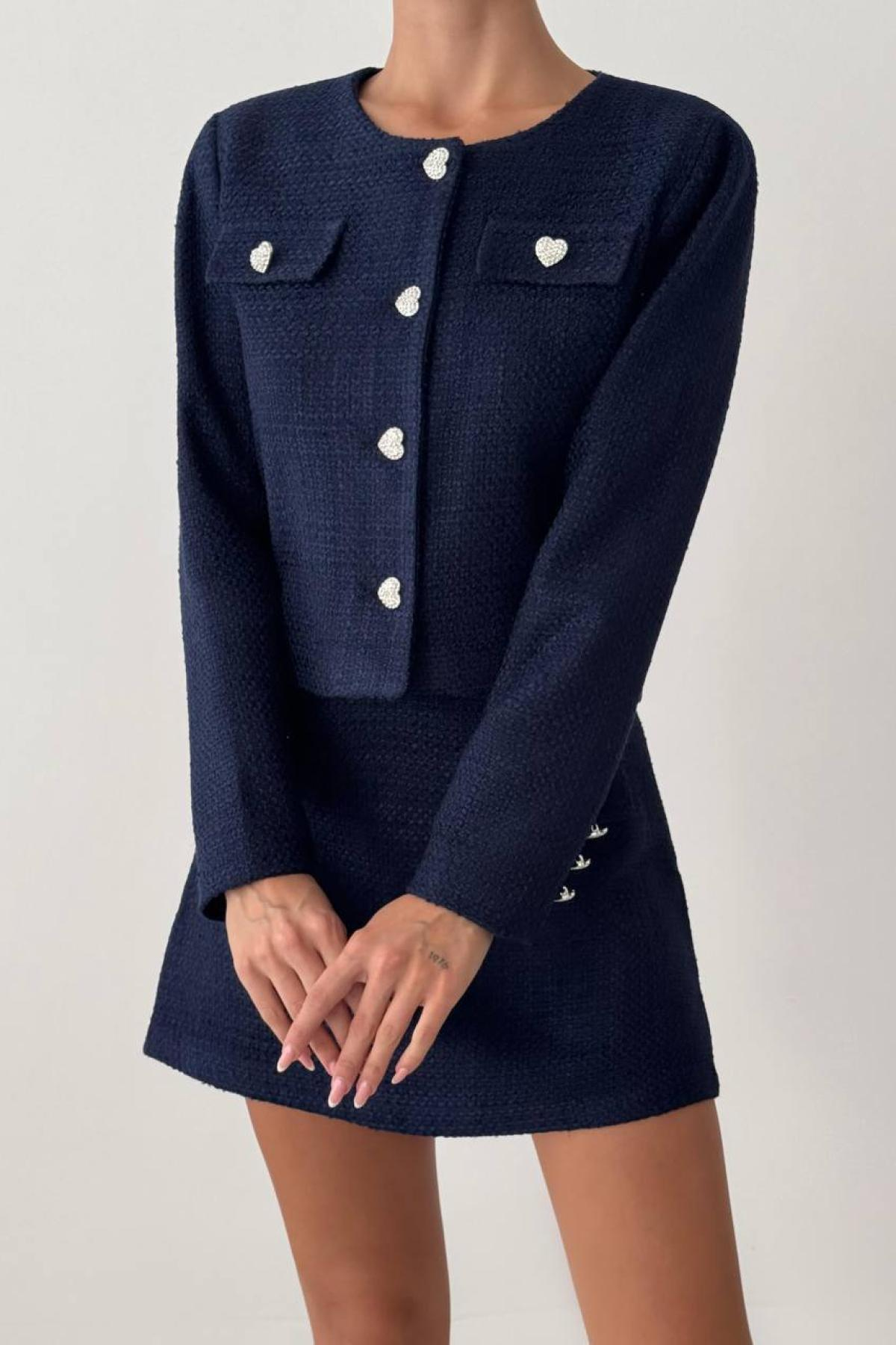 Wholesale Women Navy Skirt Suit 728381