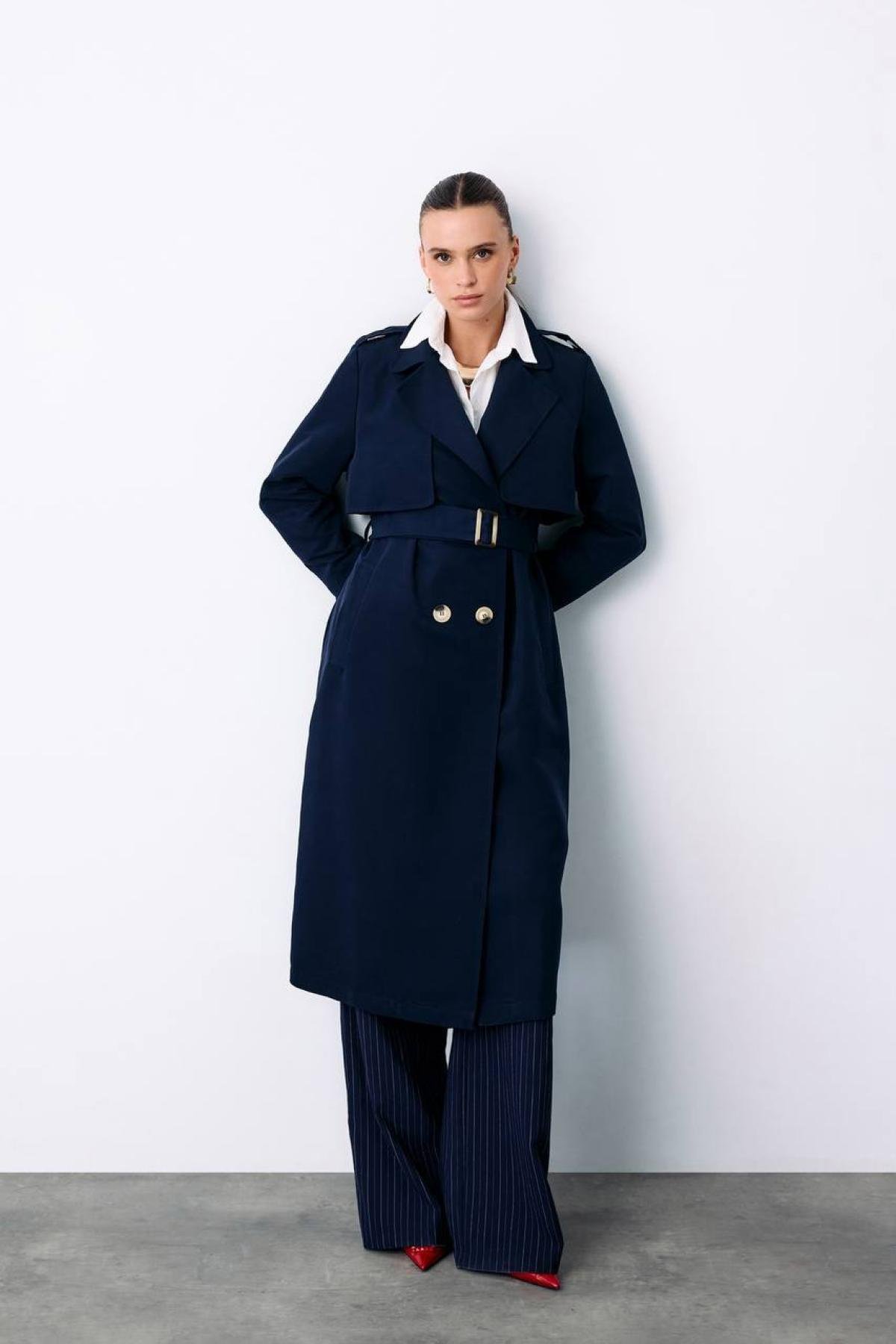 Wholesale Women Navy Trench Coat 718588