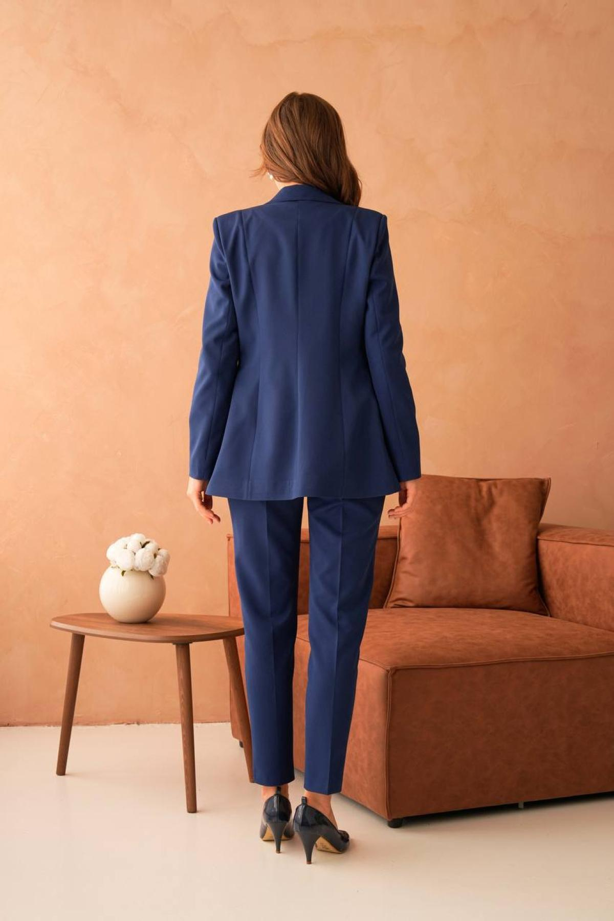 Wholesale Women Navy Two Piece Suit - Blazer and Pants Set 733575
