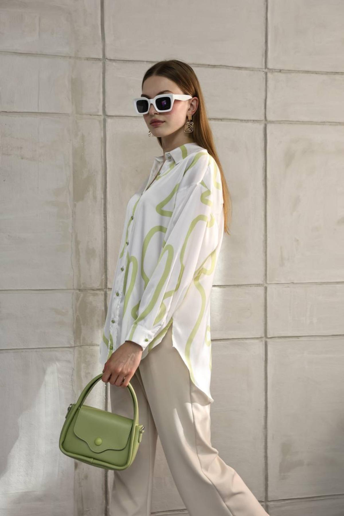 Wholesale Women Pistachio  Green Shirt 718508