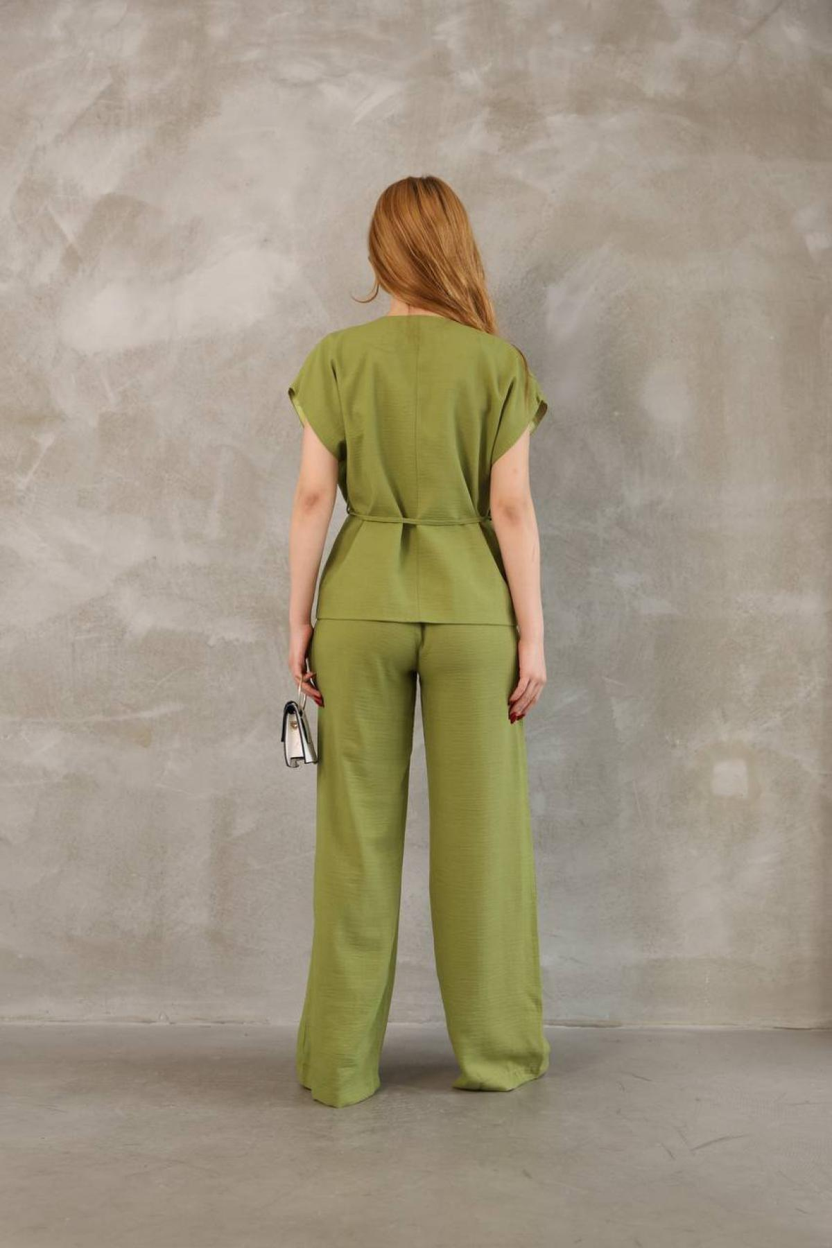 Wholesale Women Pistachio Linen West and Pants Set 737264