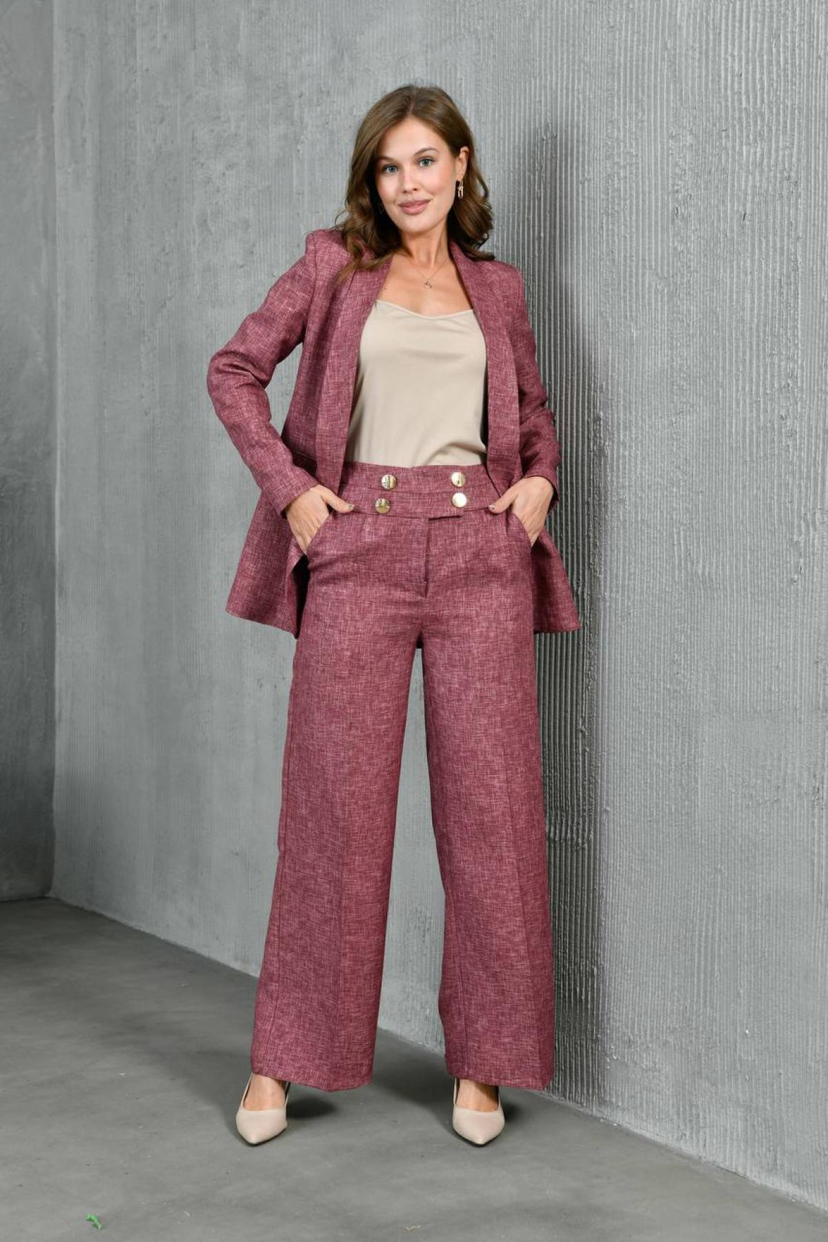 Wholesale Women Plum Two Piece Suit - Blazer and Pants Set 733429