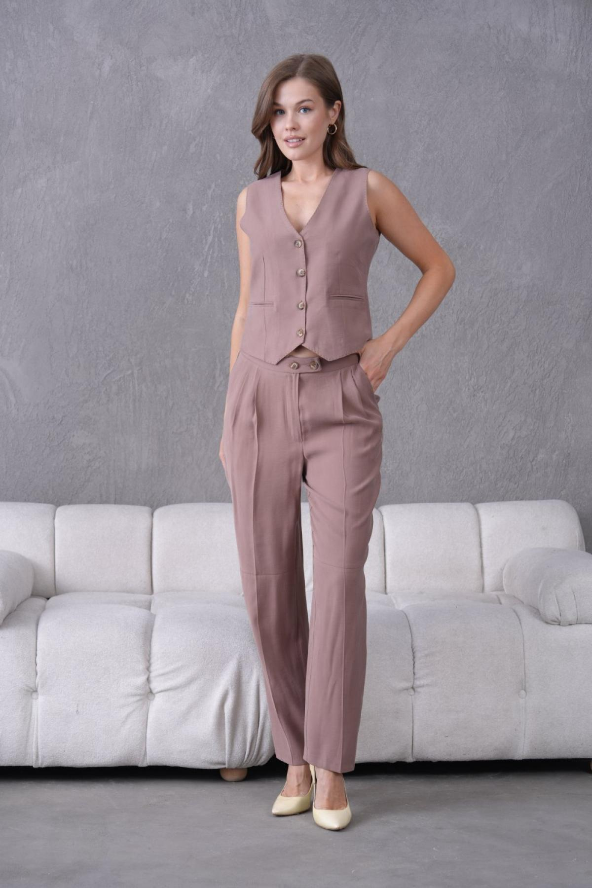Wholesale Women Plus Size Mink  Two Piece Suit  Vest and Pants Set 737219