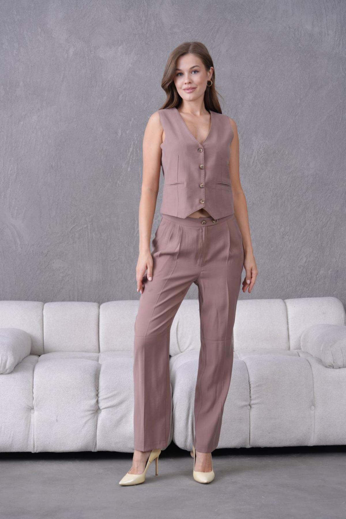 Wholesale Women Plus Size Mink  Two Piece Suit  Vest and Pants Set 737219