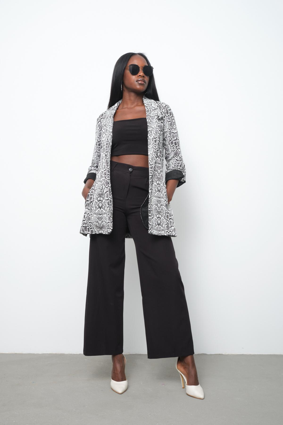 Wholesale Women Python Single Breasted Lined Blazer 706405