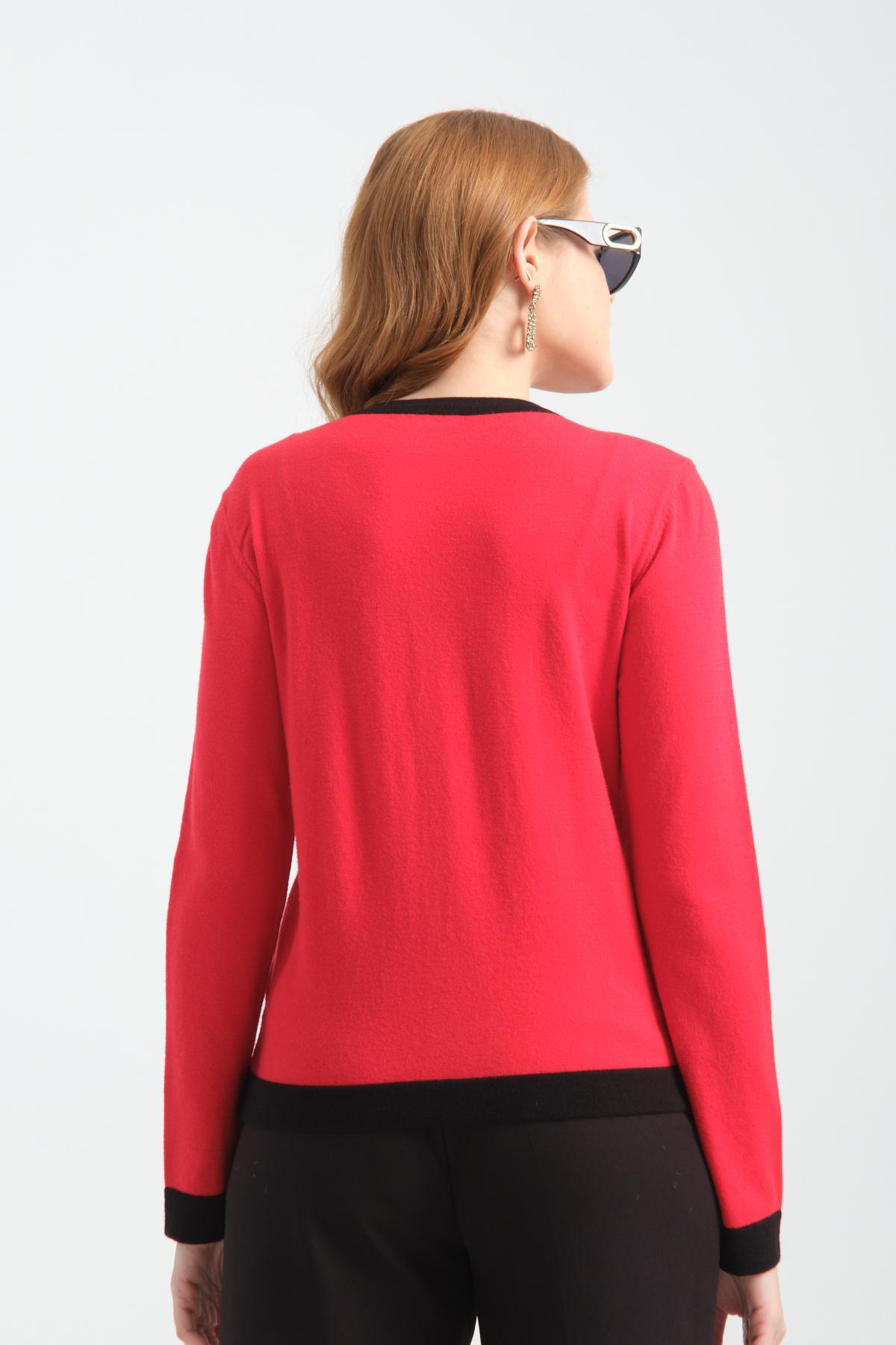 Wholesale Women Red Collarless Cardigans 706717