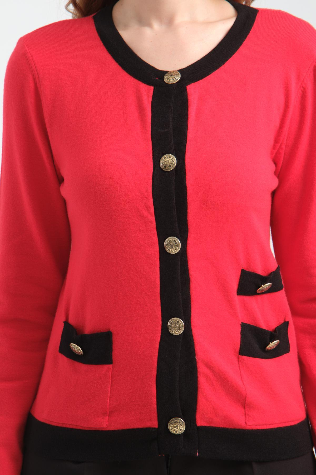 Wholesale Women Red Collarless Cardigans 706717