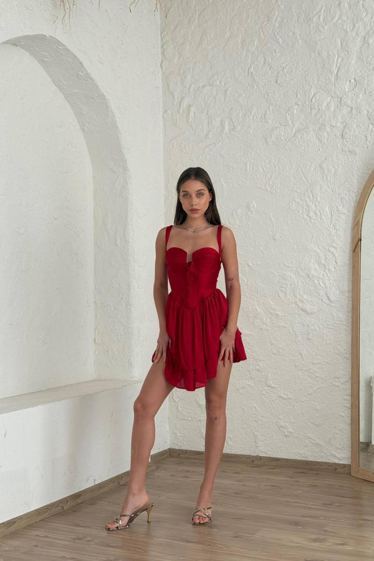 Wholesale Women Red Mini Dress 720833