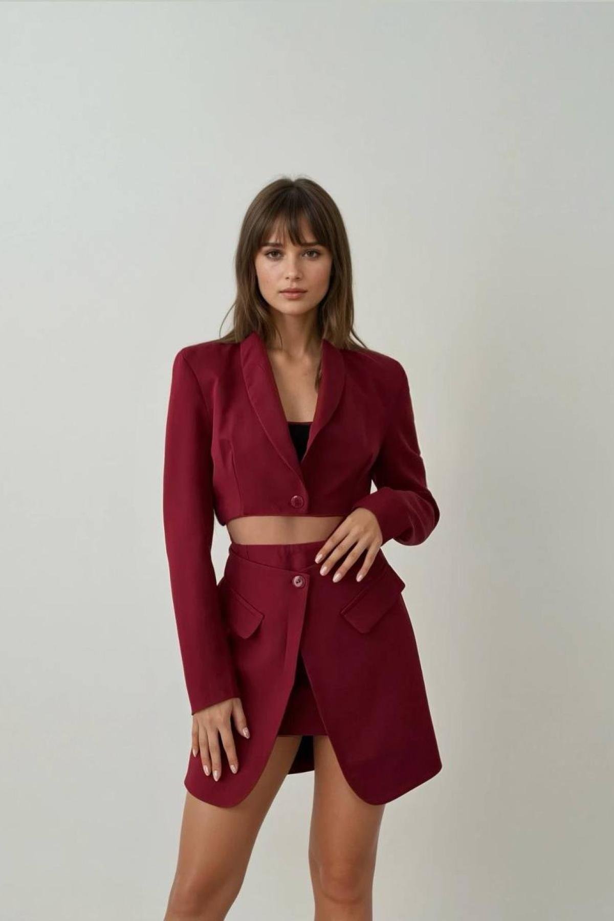 Wholesale Women Red Skirt Suit 728358