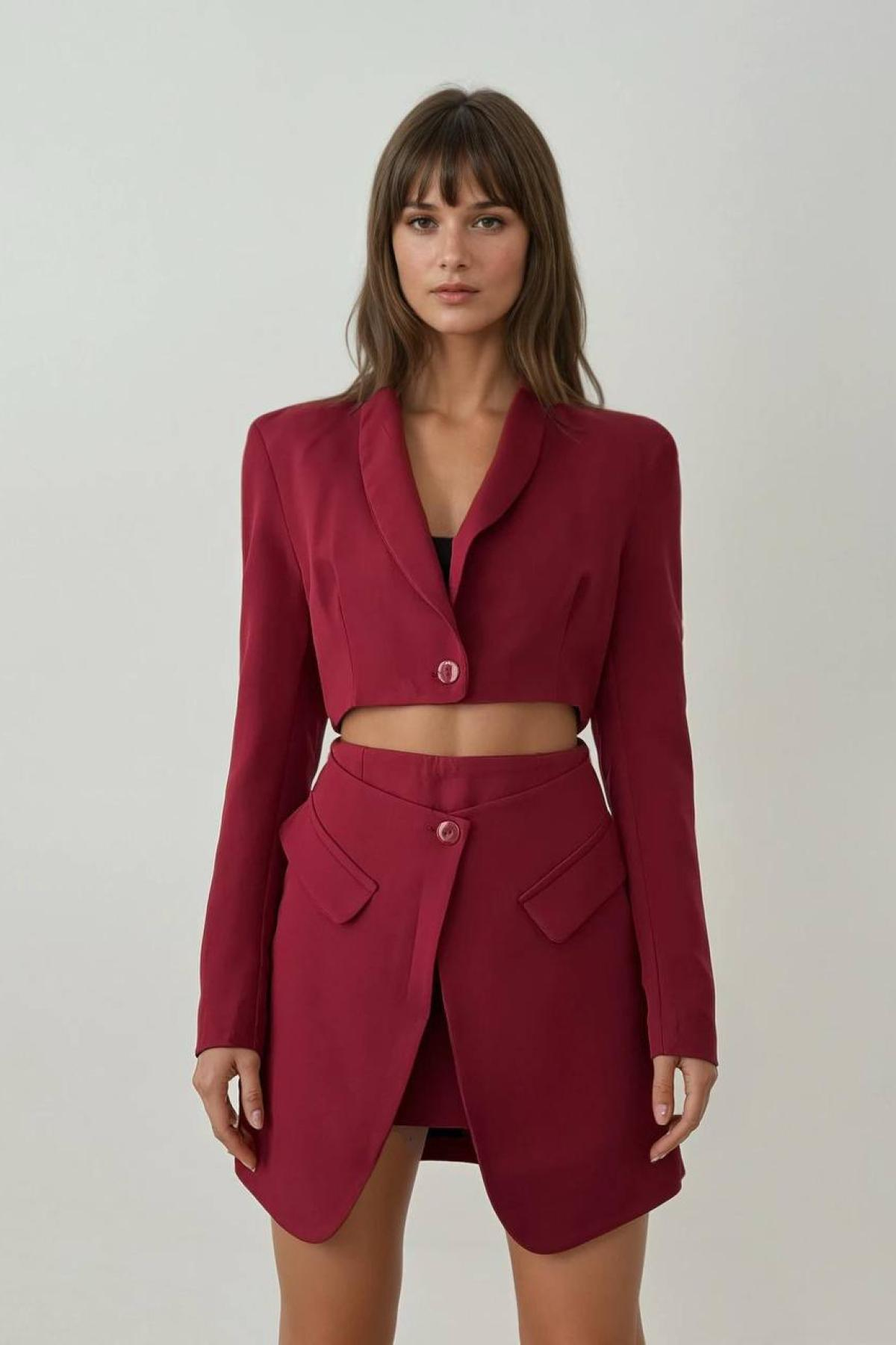 Wholesale Women Red Skirt Suit 728358