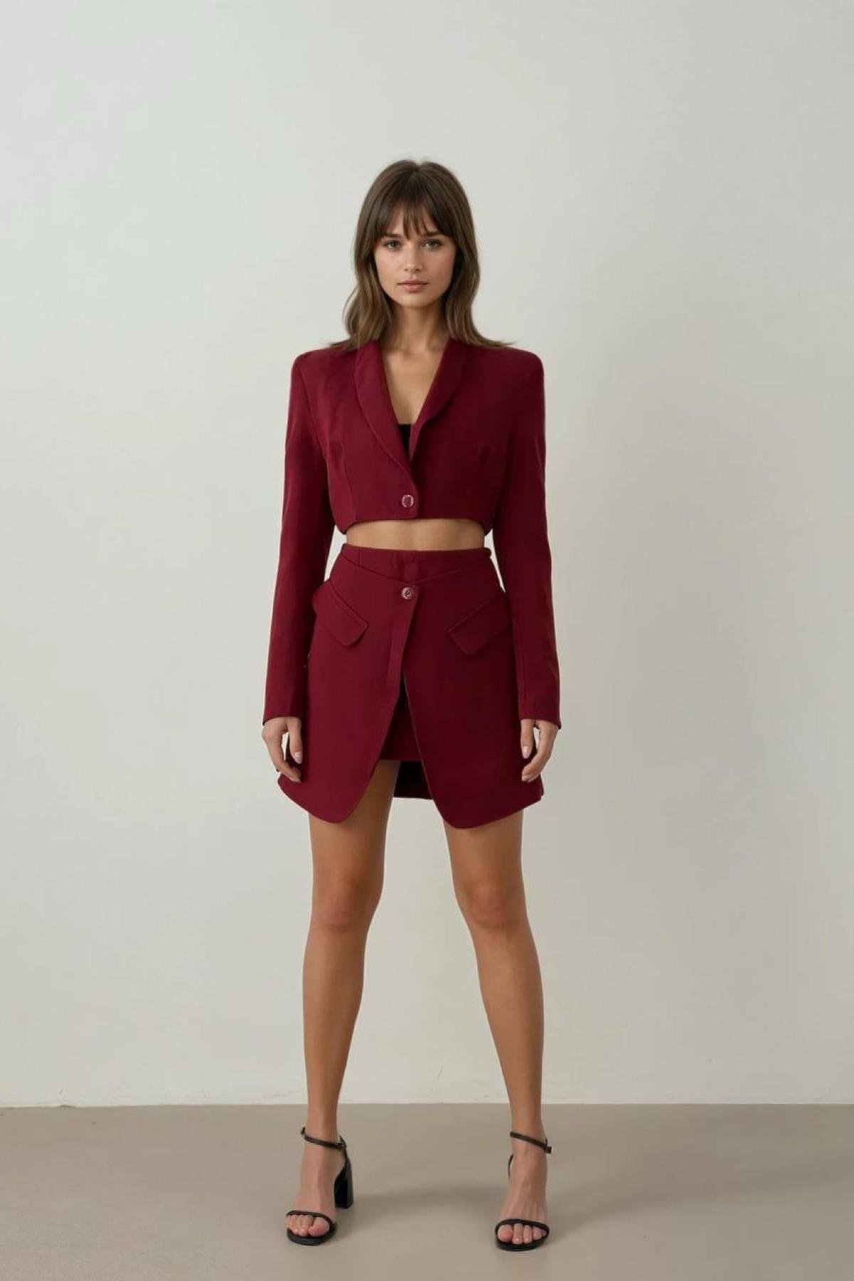 Wholesale Women Red Skirt Suit 728358