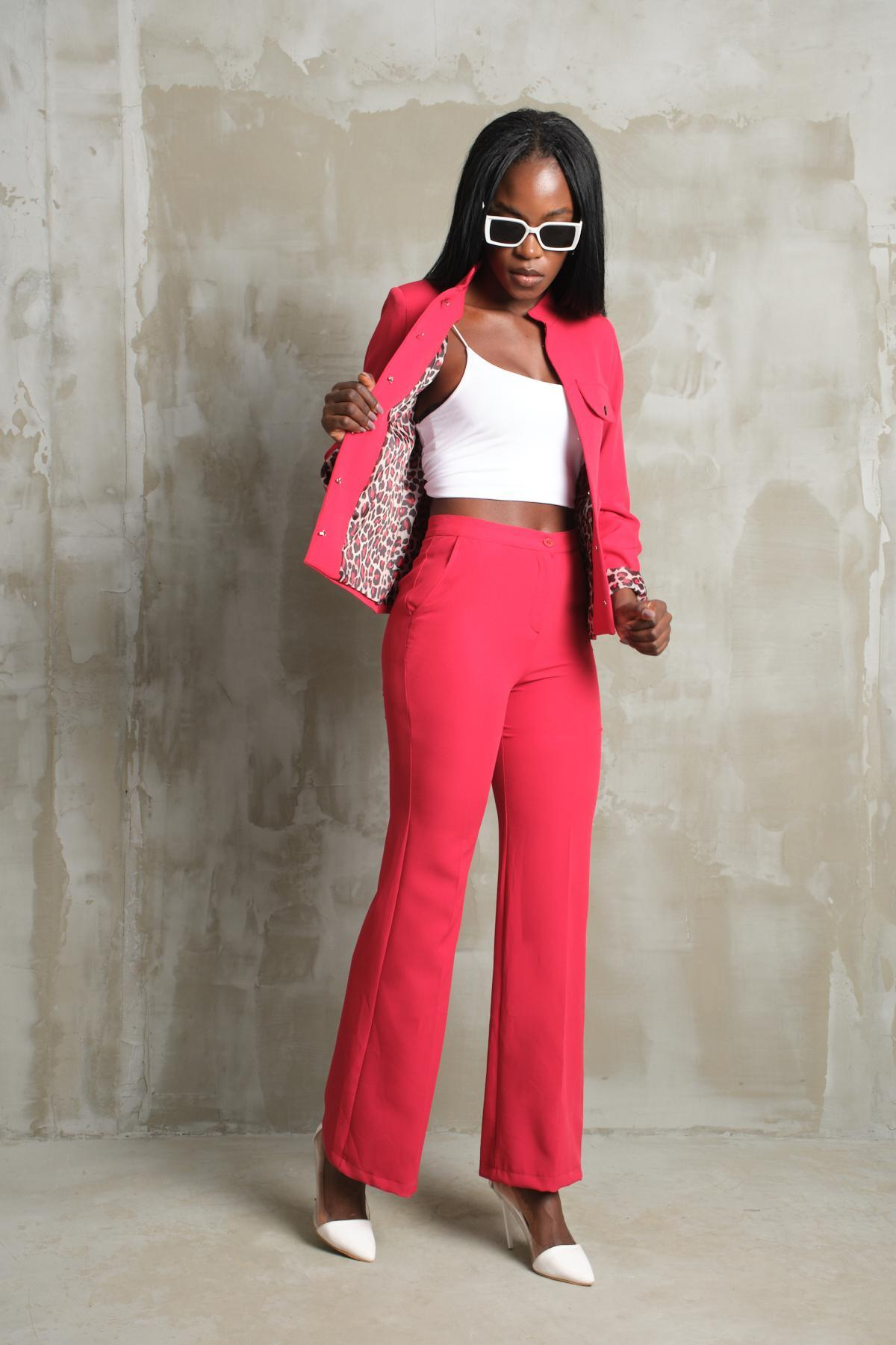 Wholesale Women Red Two Piece Suits Blazer and Pants Set 710610