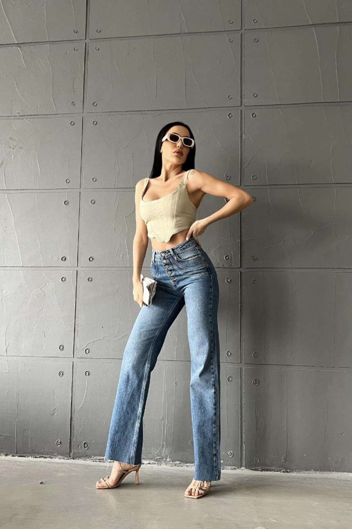 Wholesale Women Sky Blue  Bootcut Jean 737485