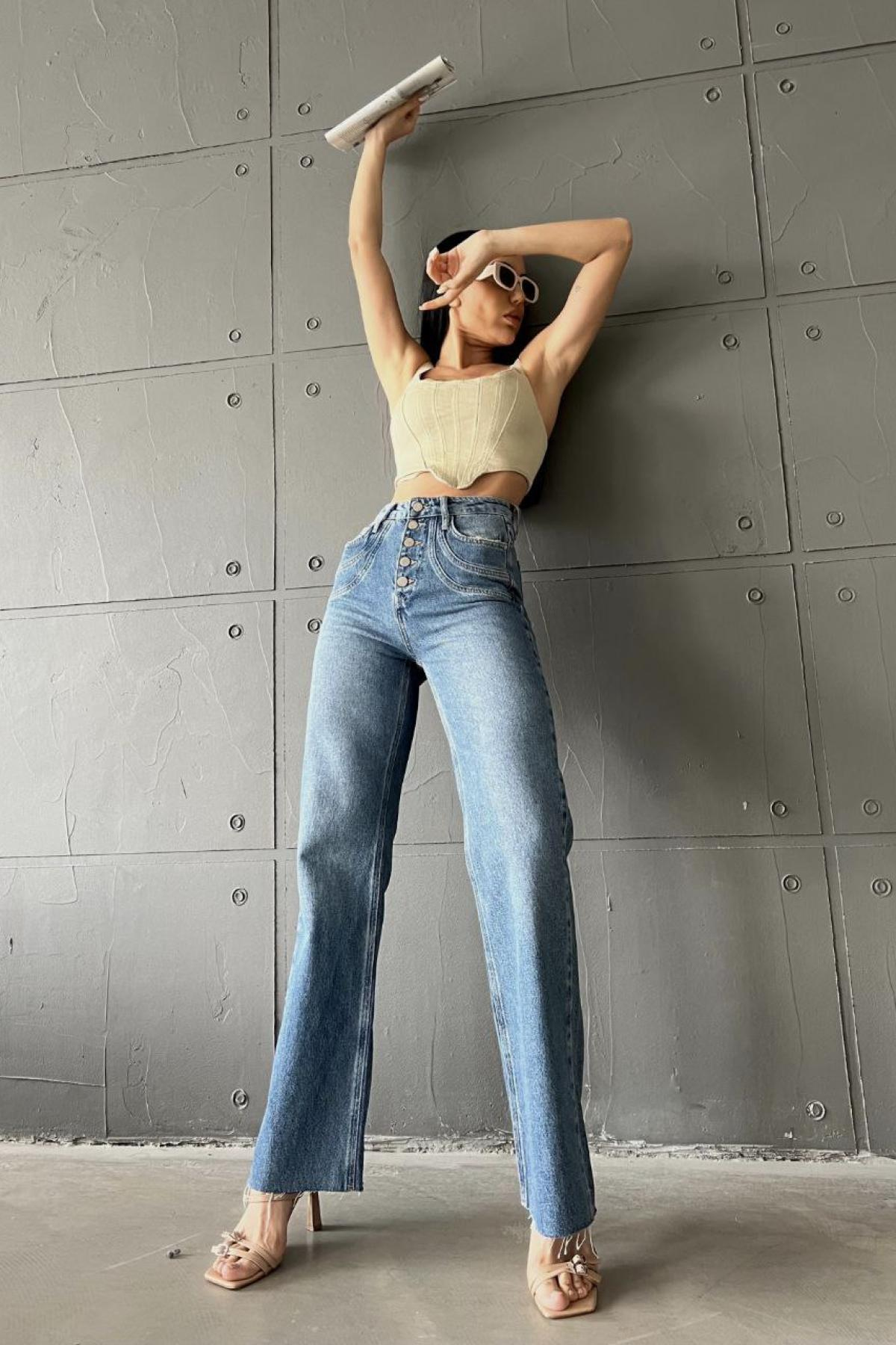 Wholesale Women Sky Blue  Bootcut Jean 737485