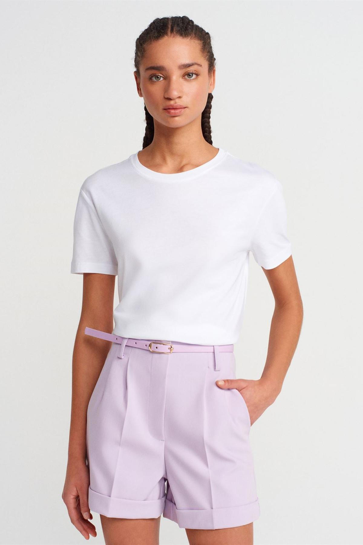 Wholesale Women White Crew Neck Modal T-shirt 733524