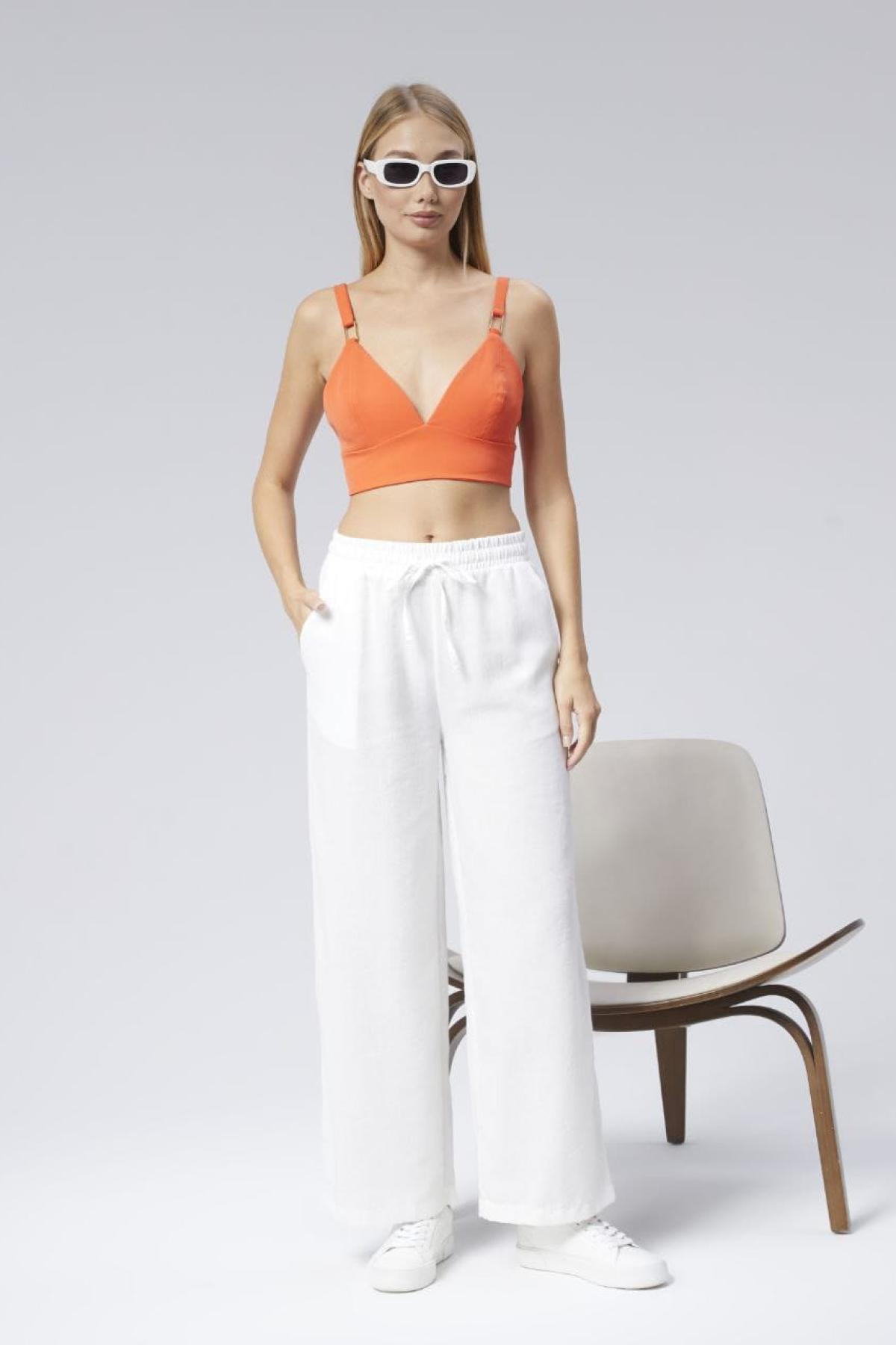 Wholesale Women White Linen Pants 722728