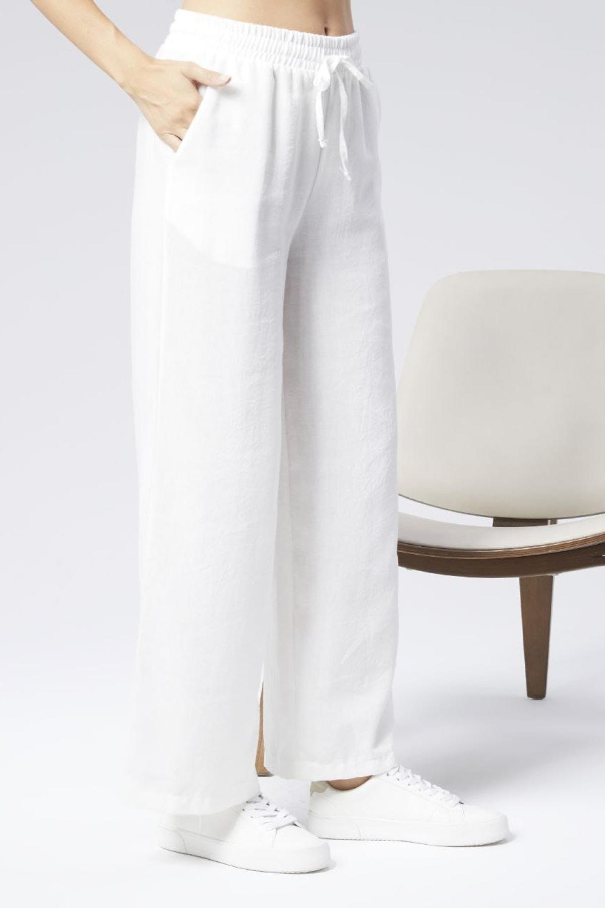 Wholesale Women White Linen Pants 722728