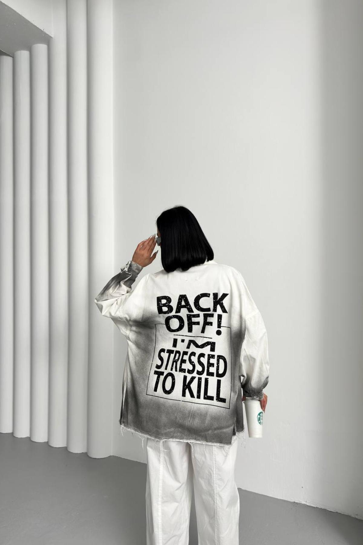 Wholesale Women White Printed Oversize Jacket 731147