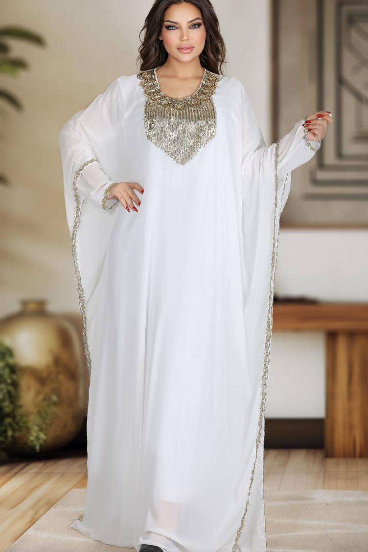 Wholesale Women White Rhinestones Embellished Evening Dress 725445