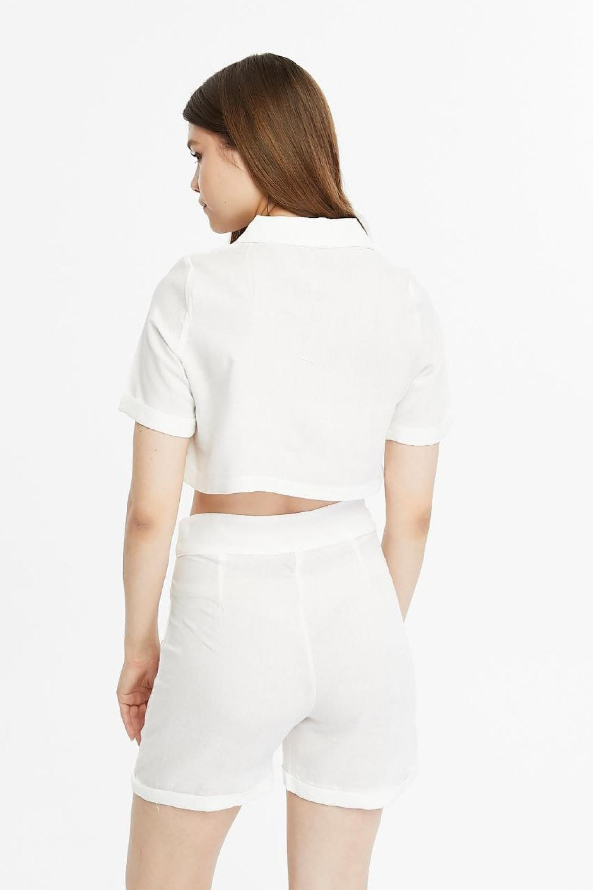 Wholesale Women White Shirt and Shorts Set 722401