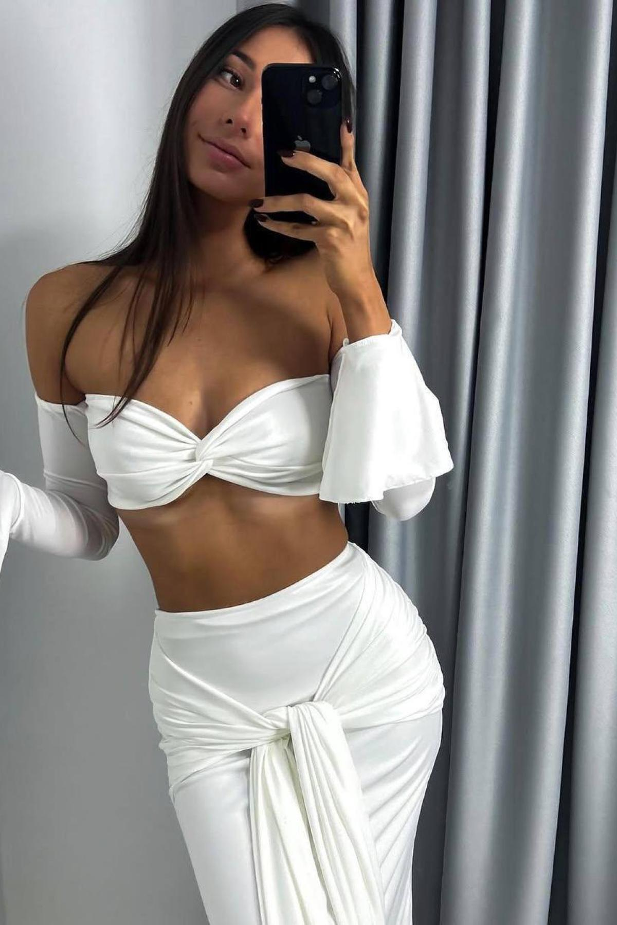 Wholesale Women White Skirt Suit 733884