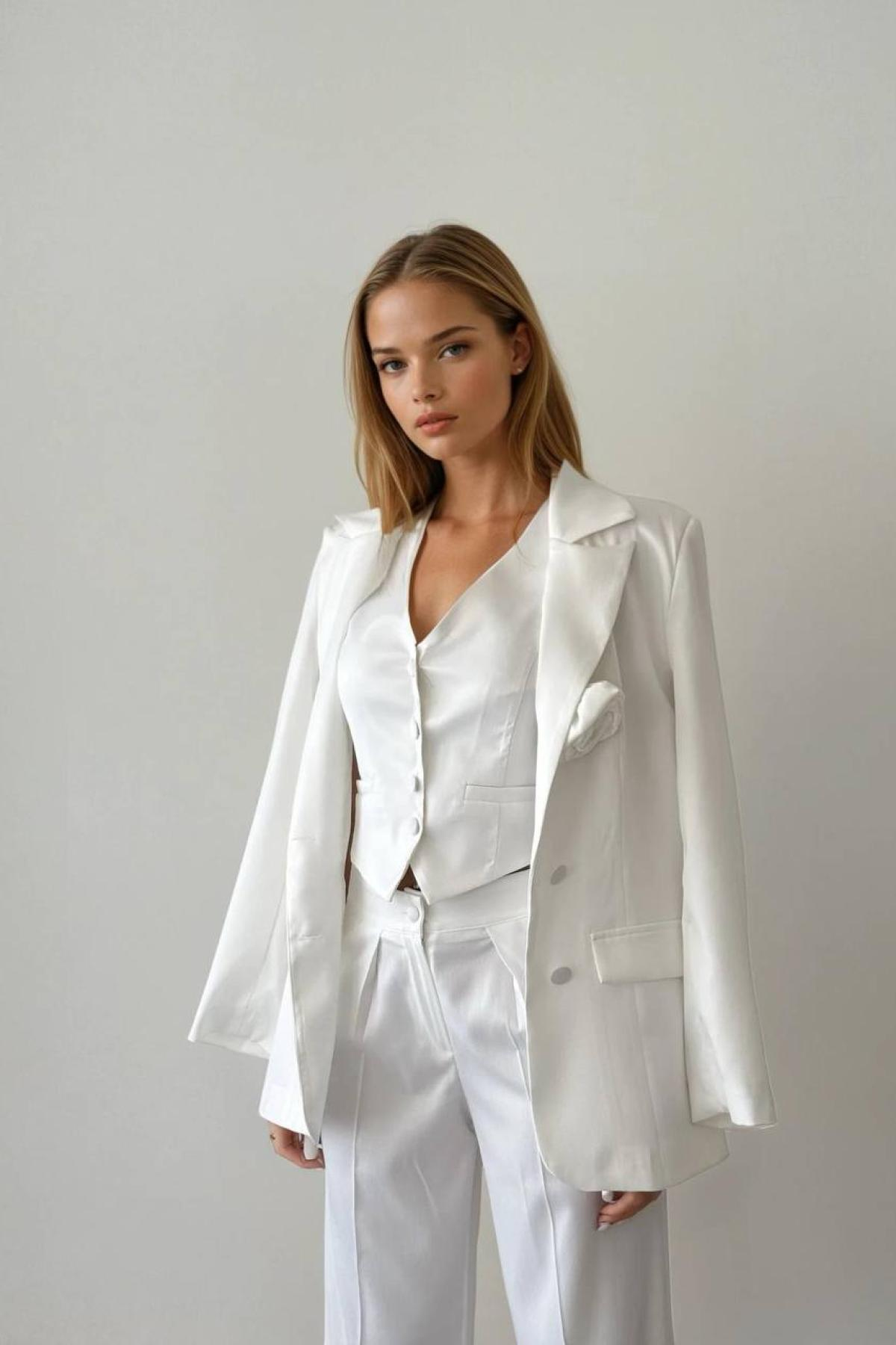 Wholesale Women White Three Piece Suits 730060