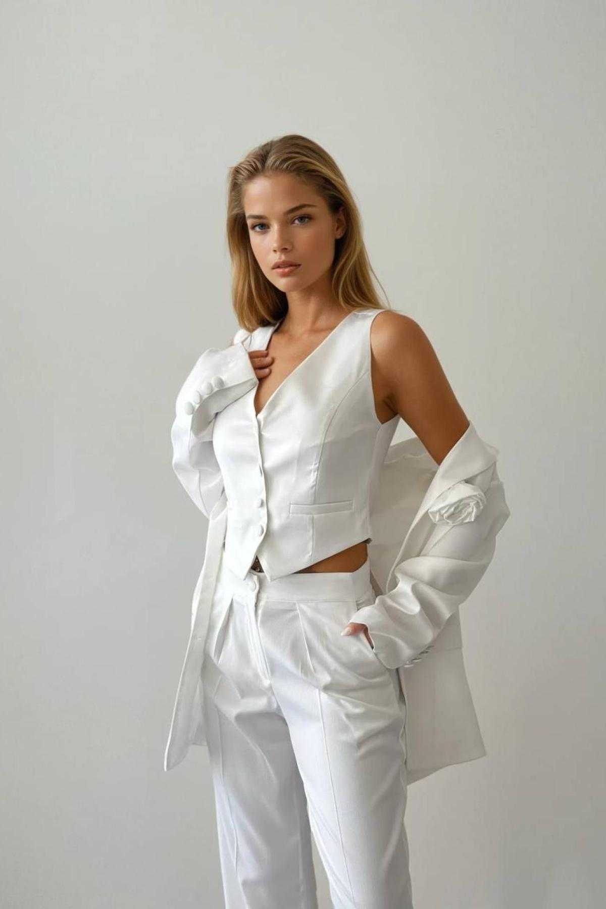 Wholesale Women White Three Piece Suits 730060