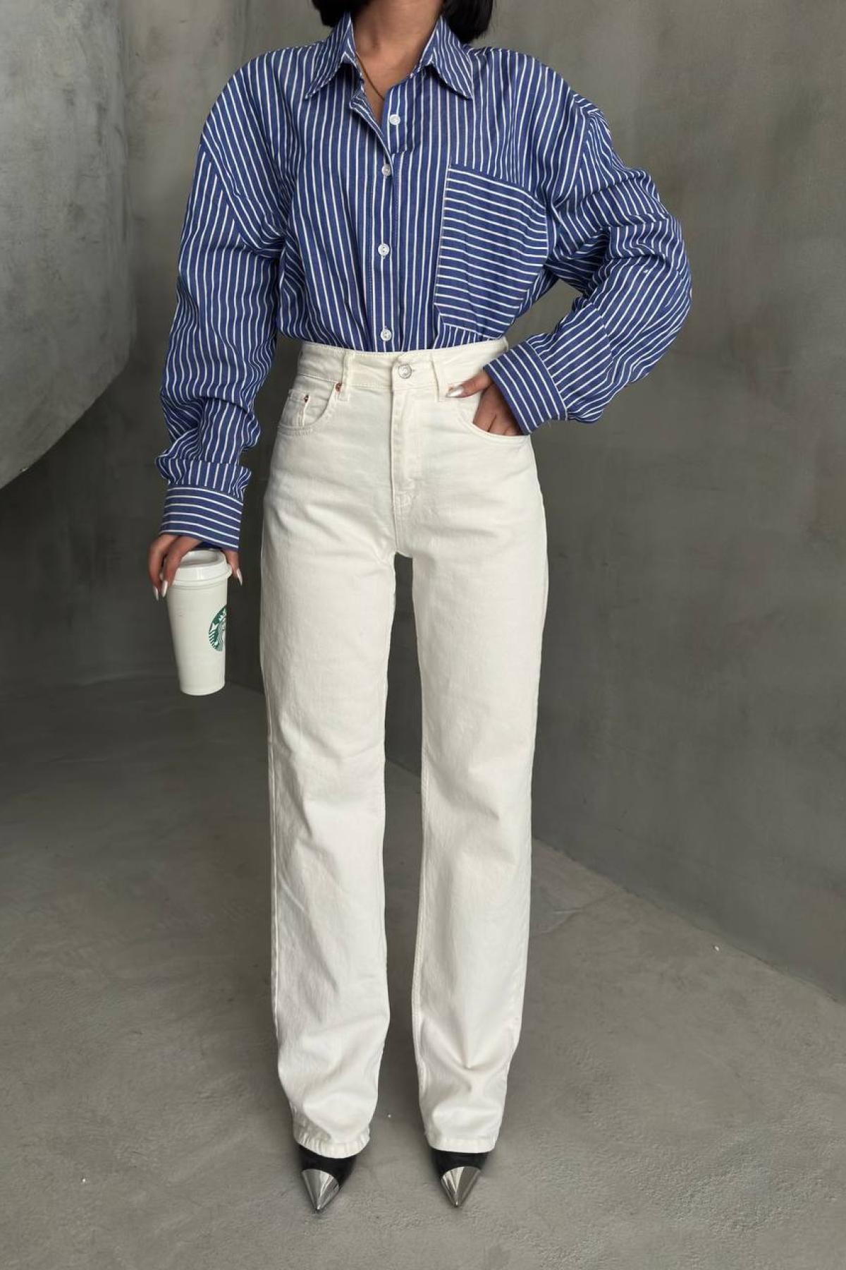 Wholesale Women White Tube Leg Jeans 732090