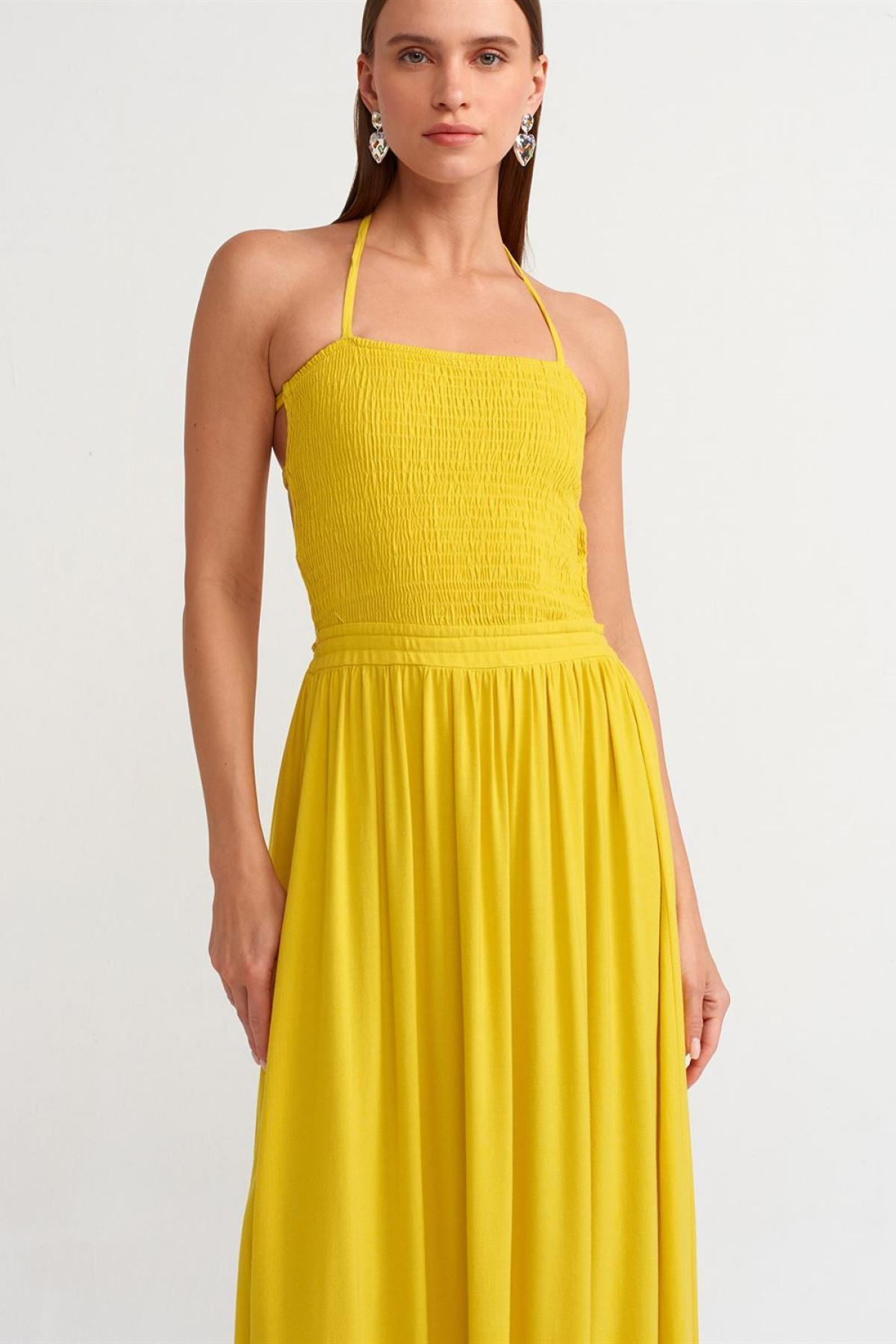 Wholesale Women Yellow Long Linen Dress 706869