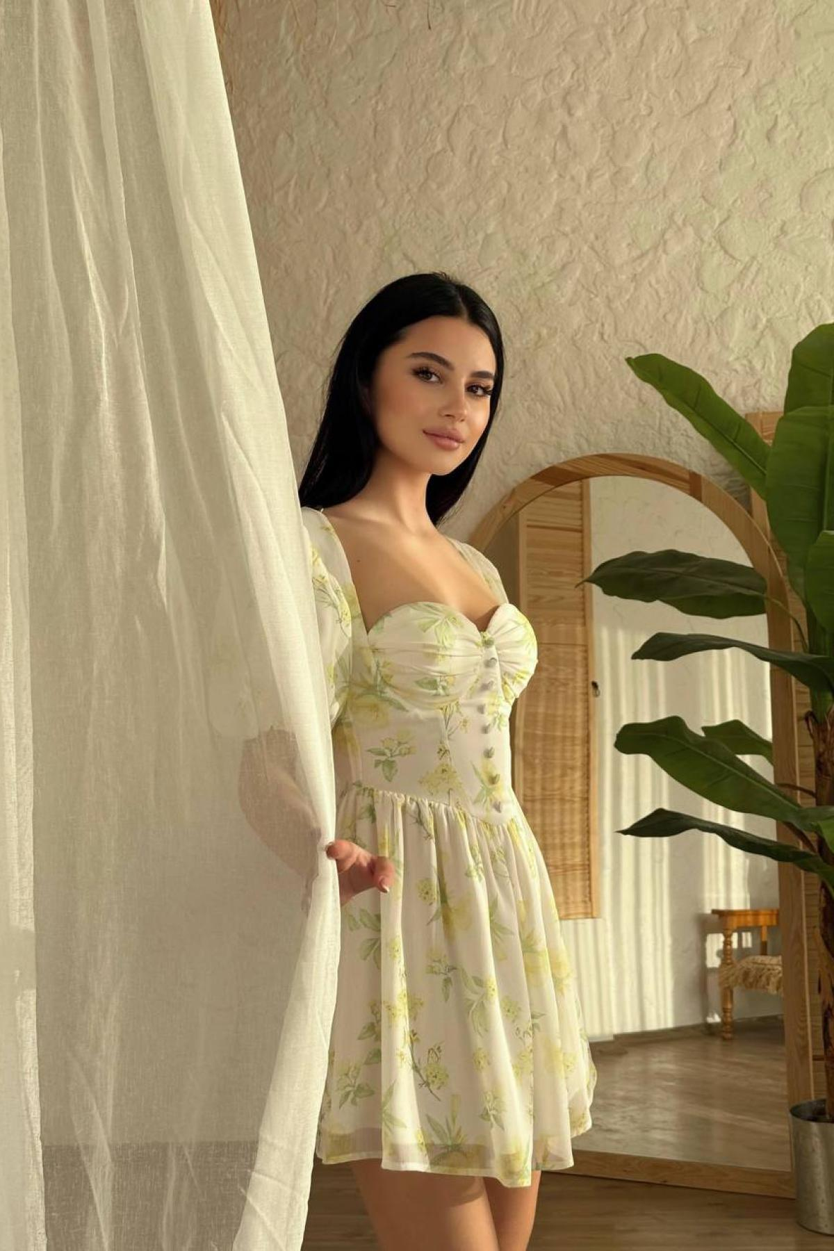 Wholesale Women Yellow Mini Dress 732225