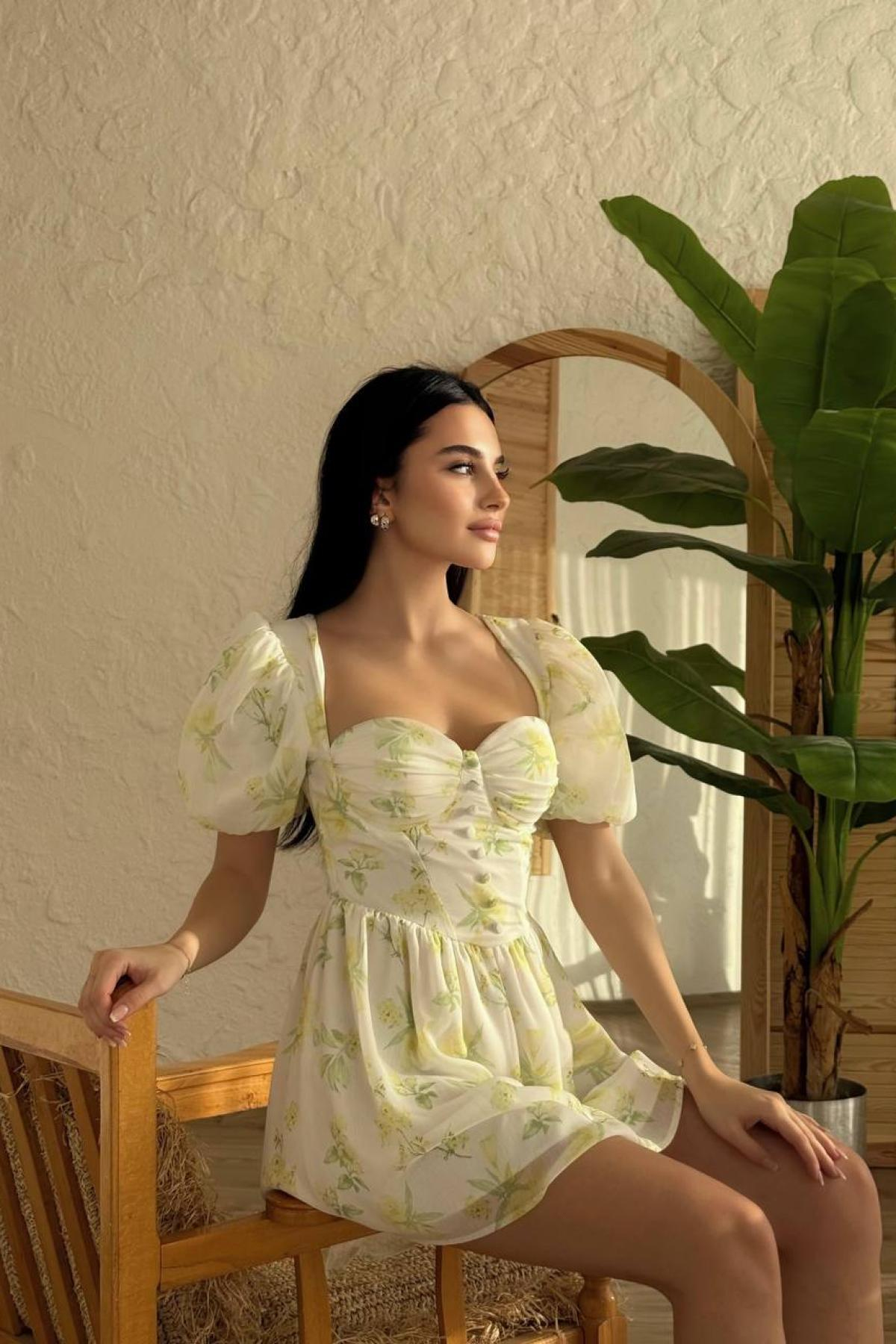 Wholesale Women Yellow Mini Dress 732225
