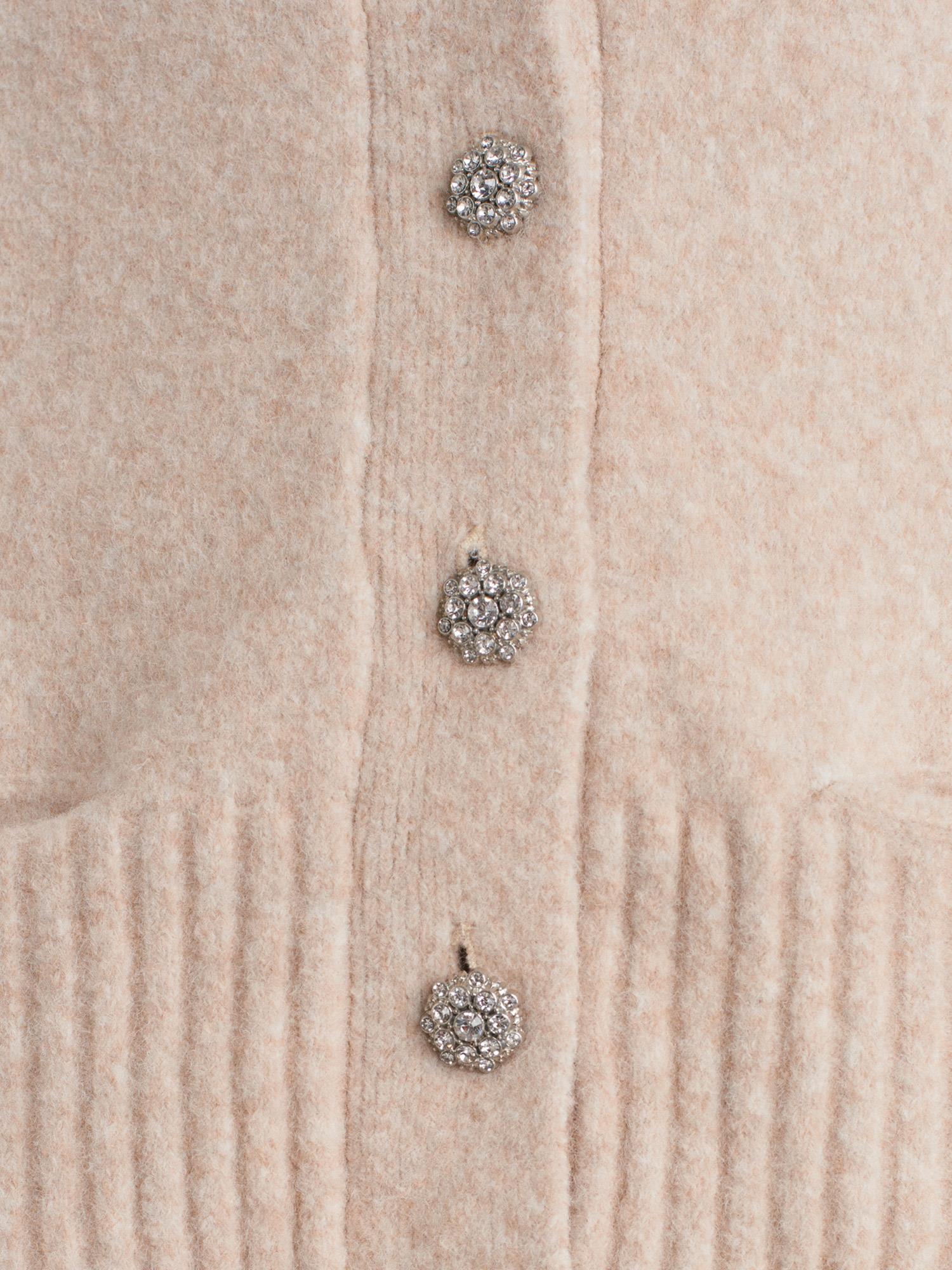 Wholesale Women's Light Beige Soft Texture Knit Cardigan with Rhinestone Buttons and Pockets 0431W26-60269