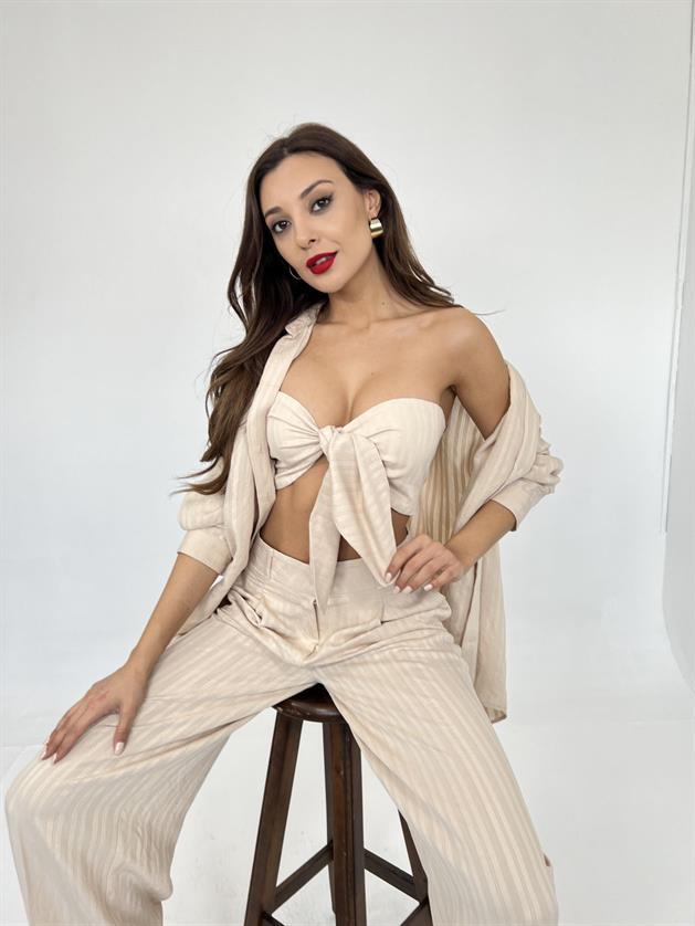 Wholesale Women'S Triple Set Beige