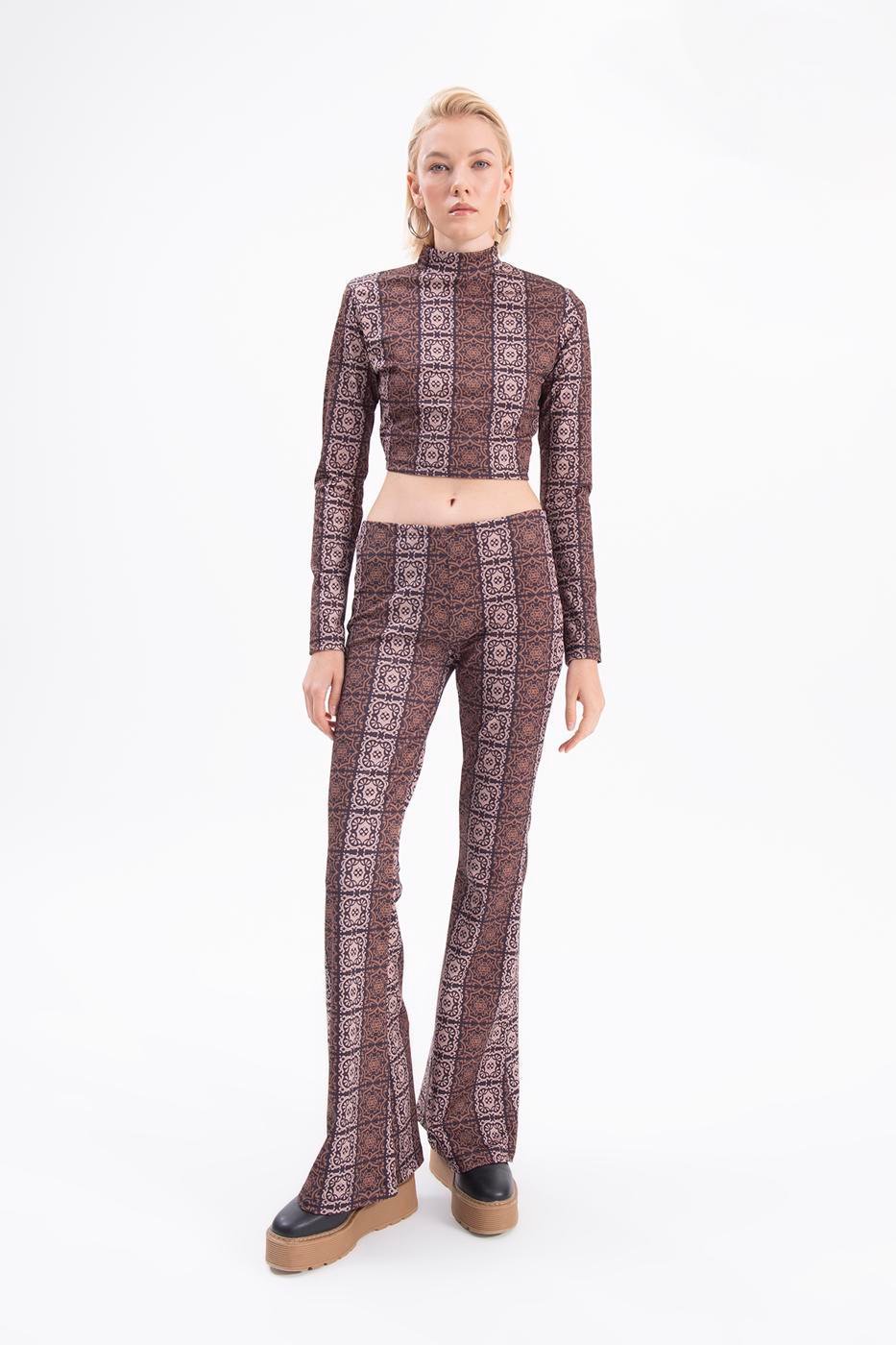 Wide leg patterned pants
