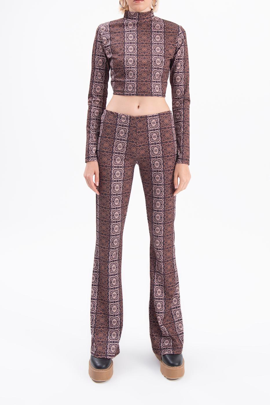 Wide leg patterned pants