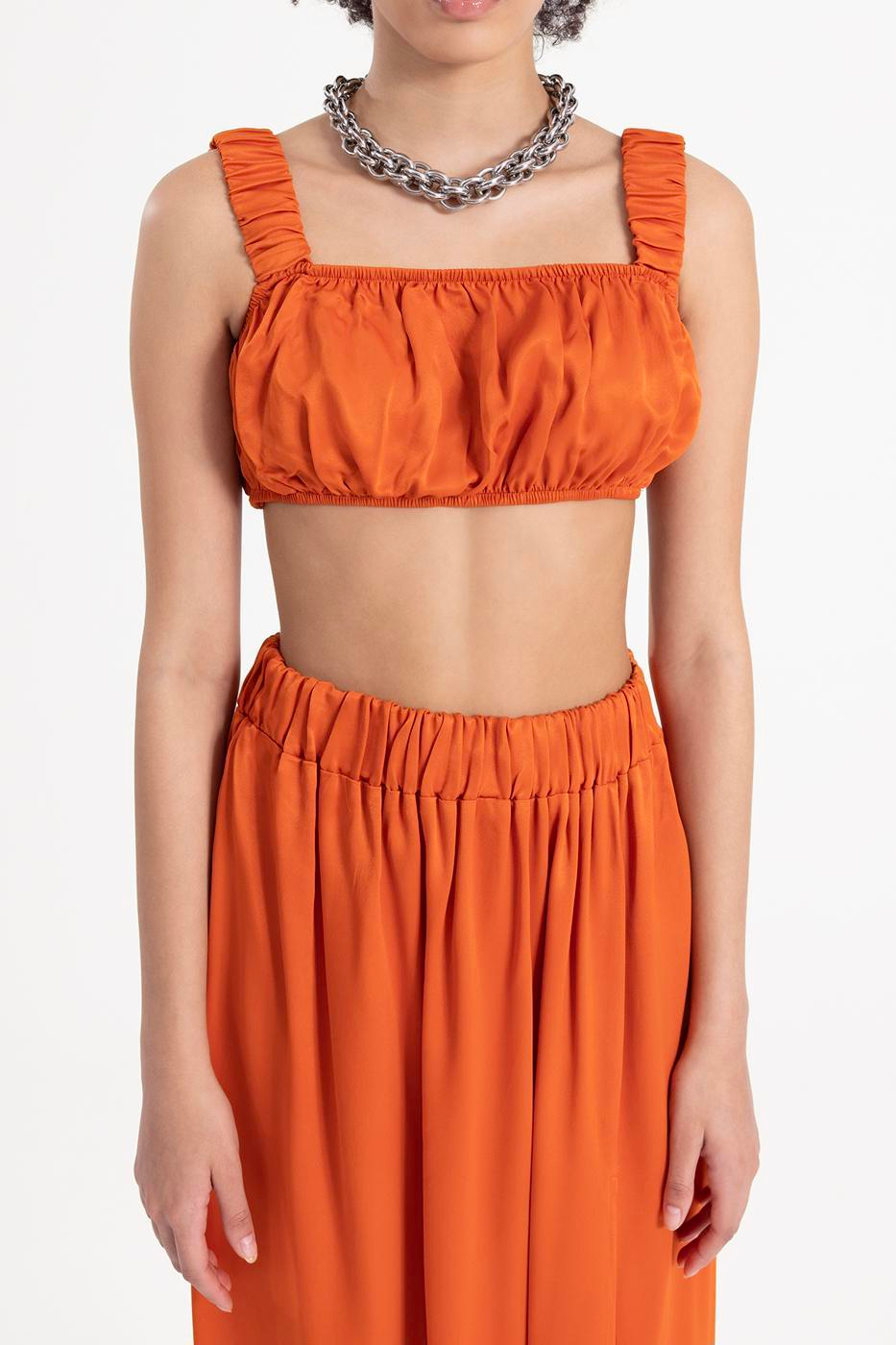 Wide strap shirred bustier