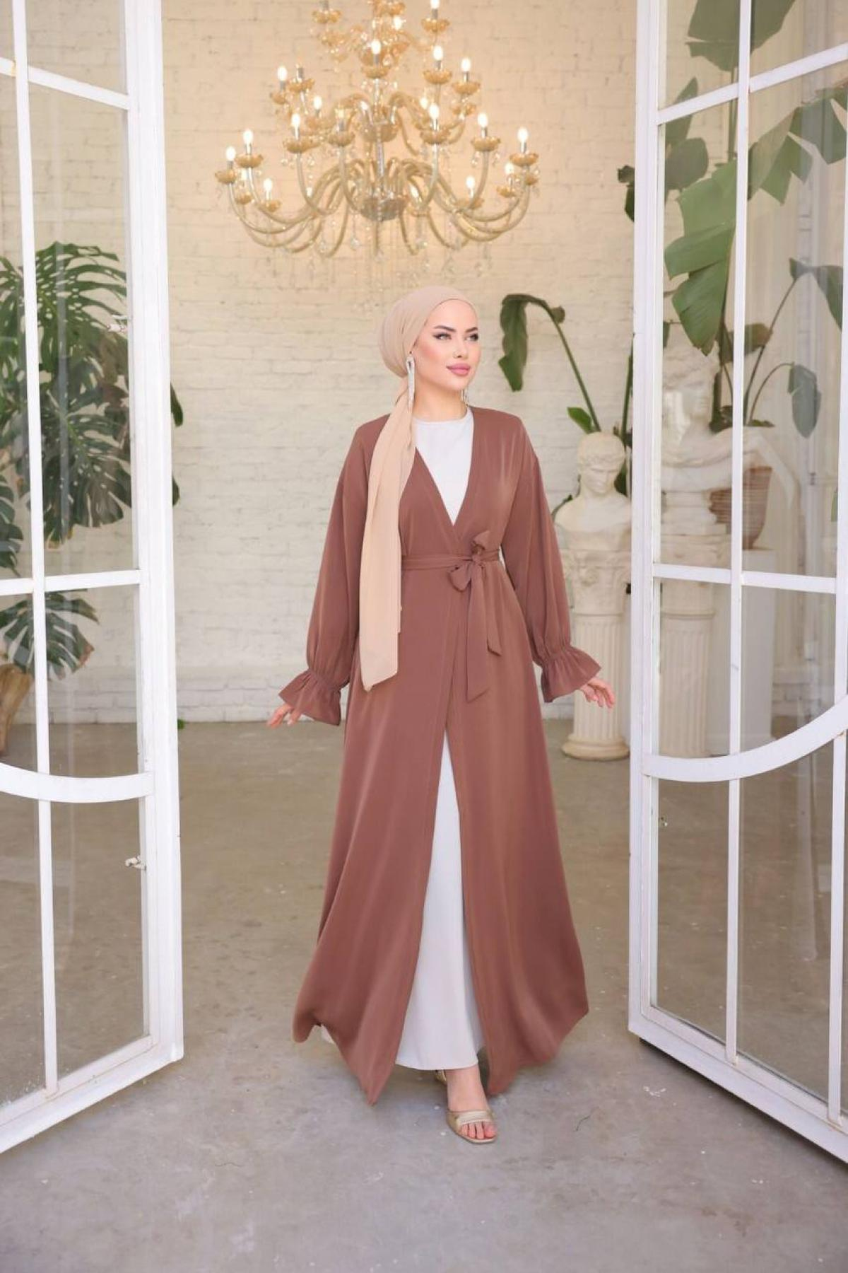 Women abaya set wholesale Chestnut color 693182