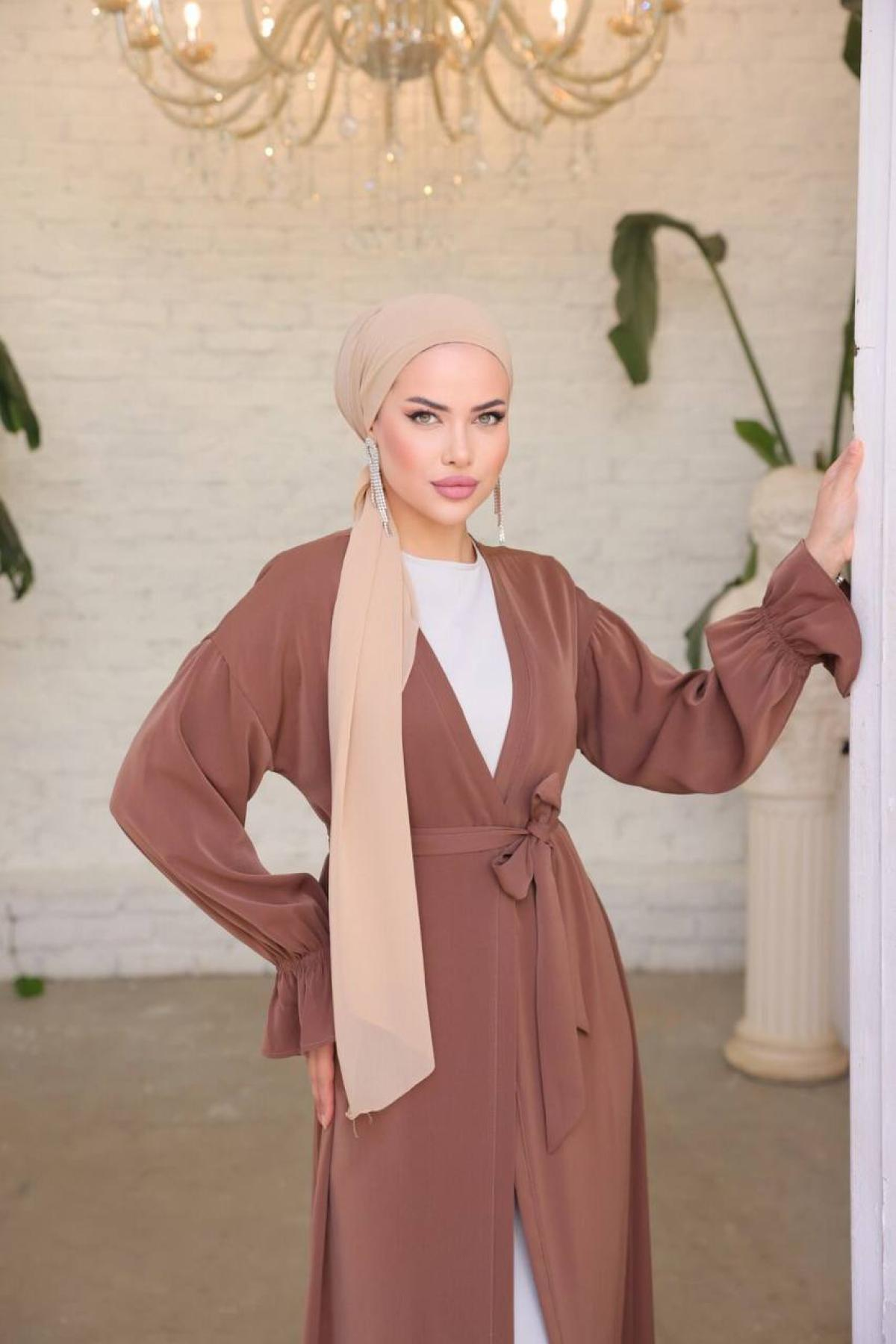 Women abaya set wholesale Chestnut color 693182