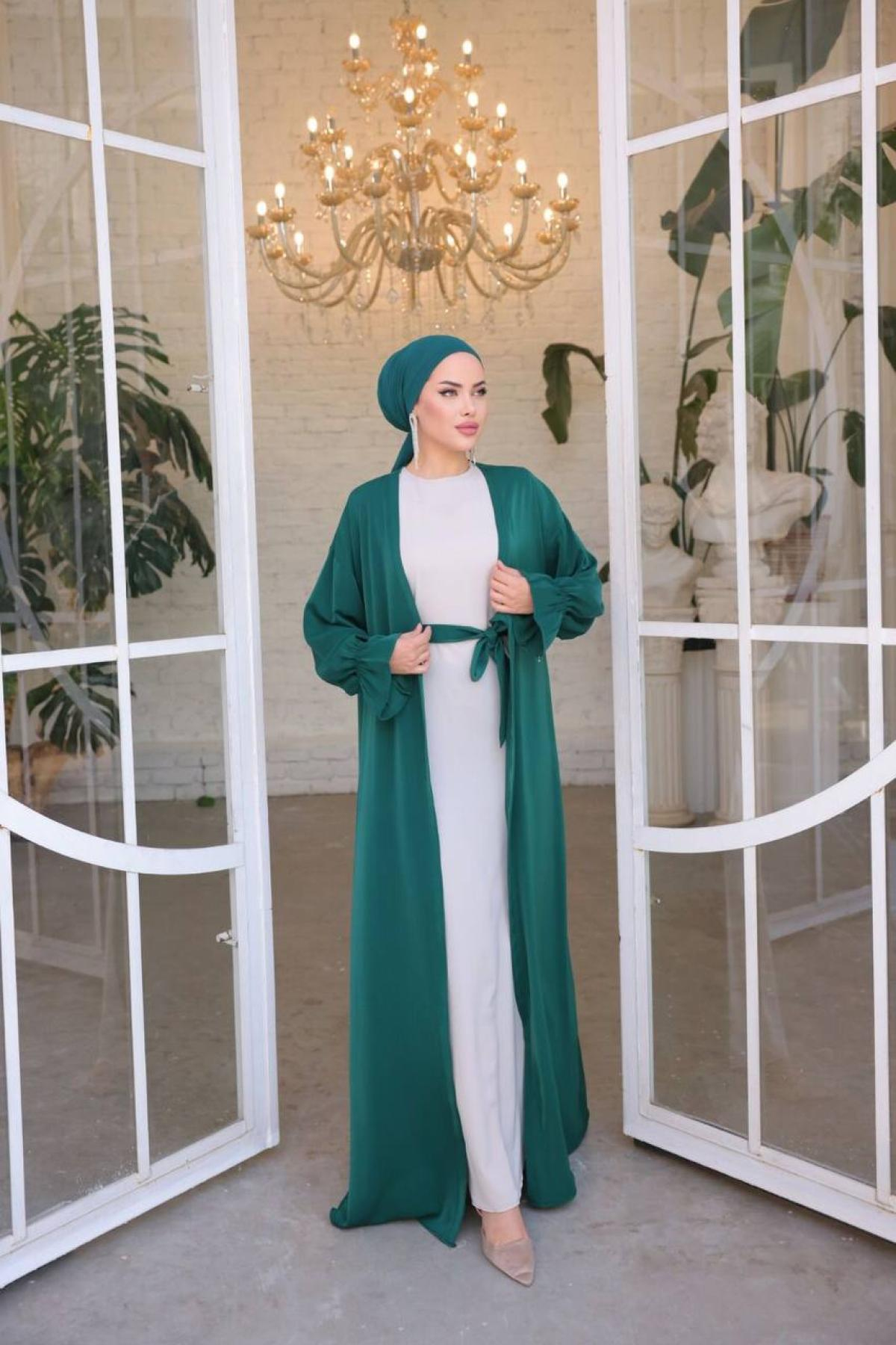 Women abaya set wholesale Emerald Green color 693181