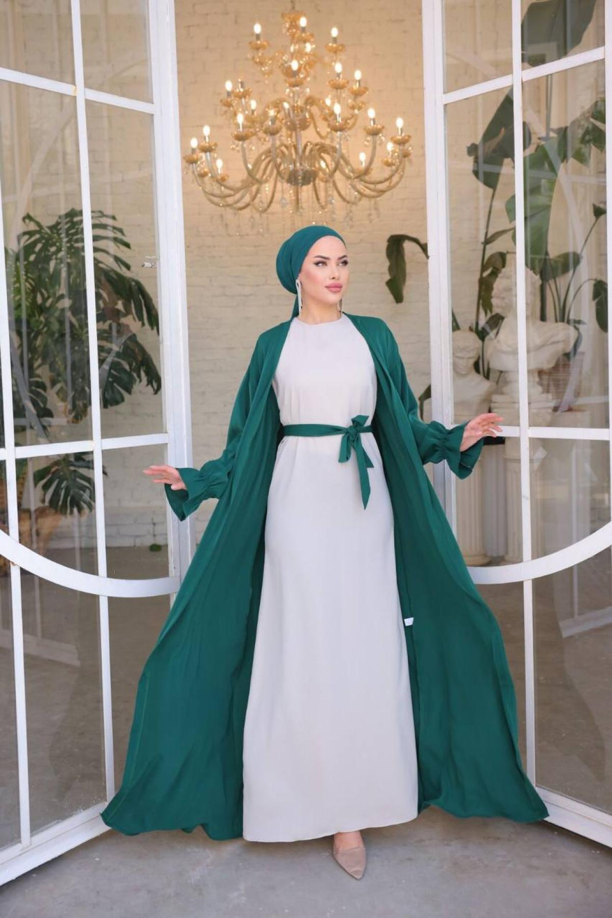 Women abaya set wholesale Emerald Green color 693181