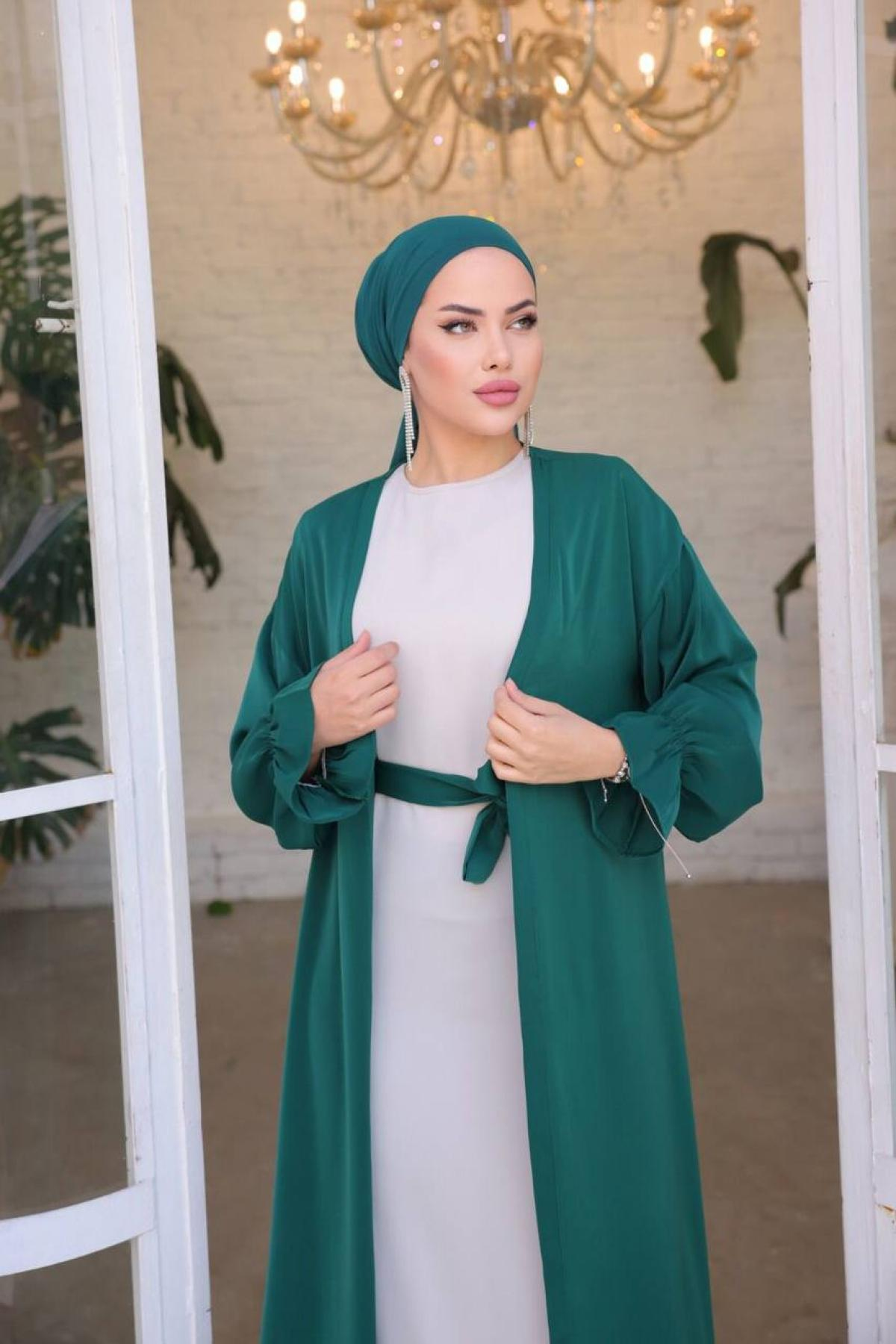 Women abaya set wholesale Emerald Green color 693181