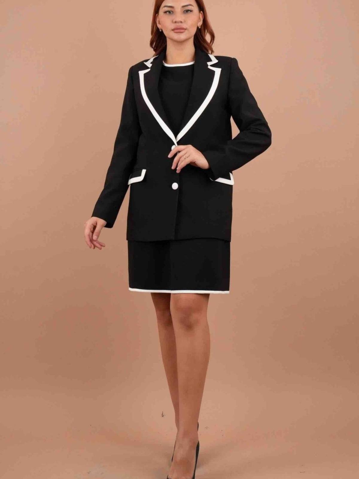 Women blazer and mini dress set wholesale Black color