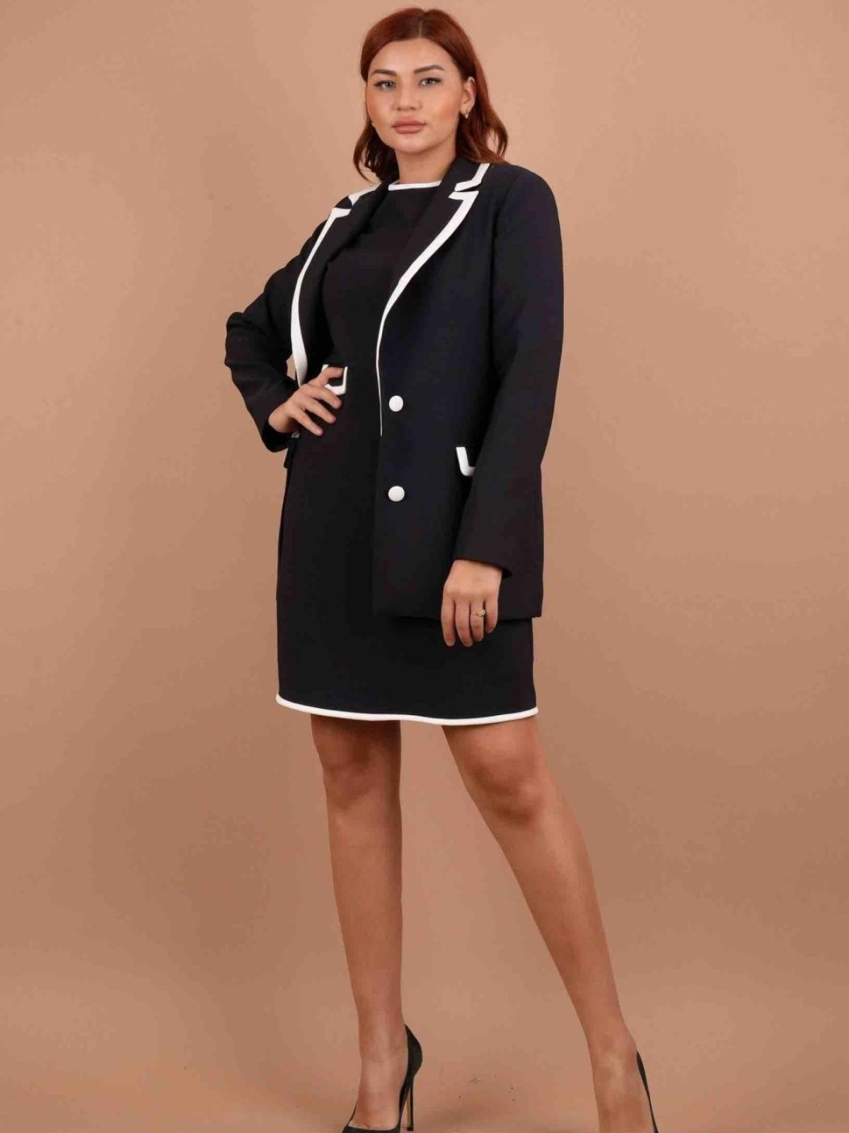 Women blazer and mini dress set wholesale Navy color